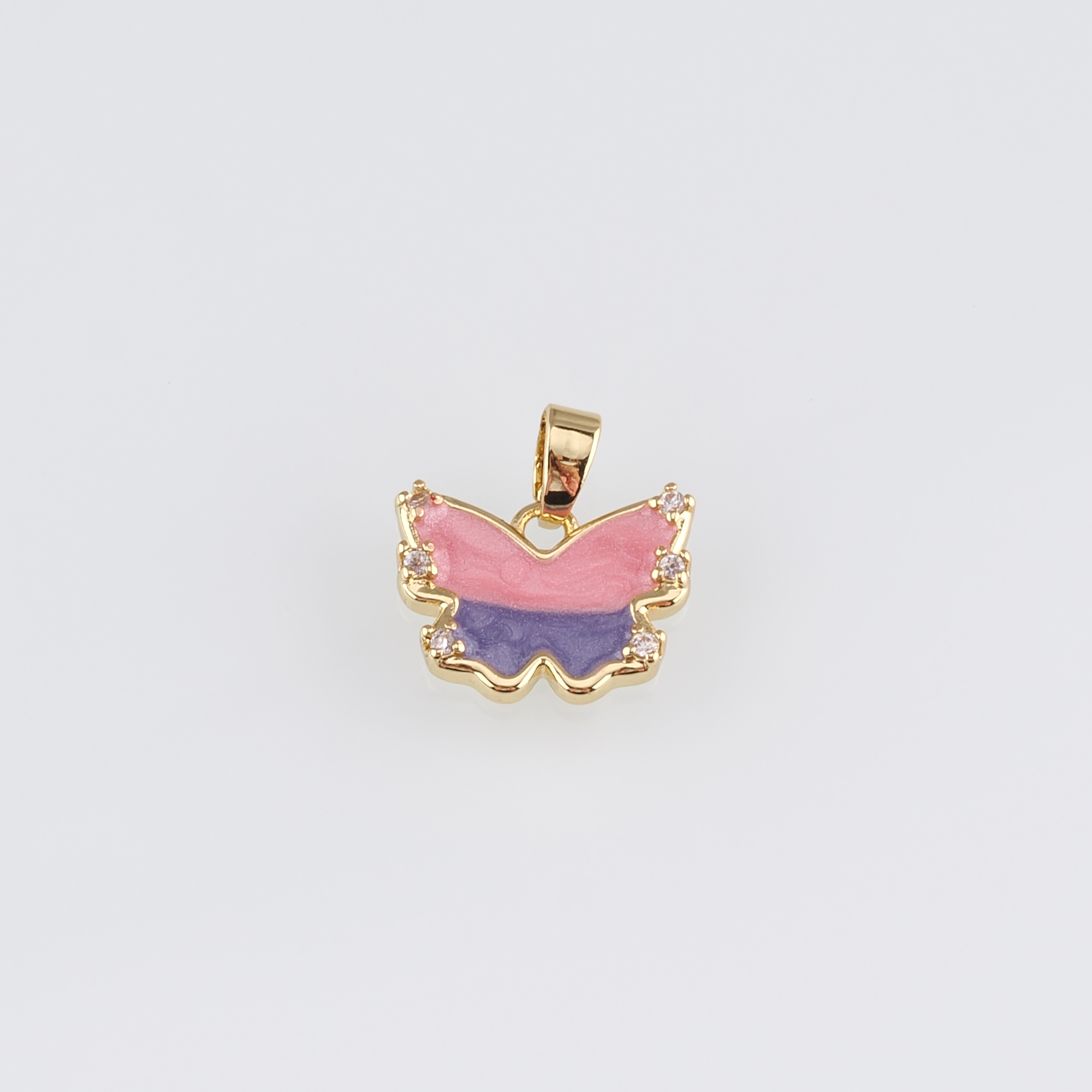 18K Gold Filled Butterfly Pendant,Enamel Butterfly Charm Earrings Necklace for DIY Jewelry Making Supply