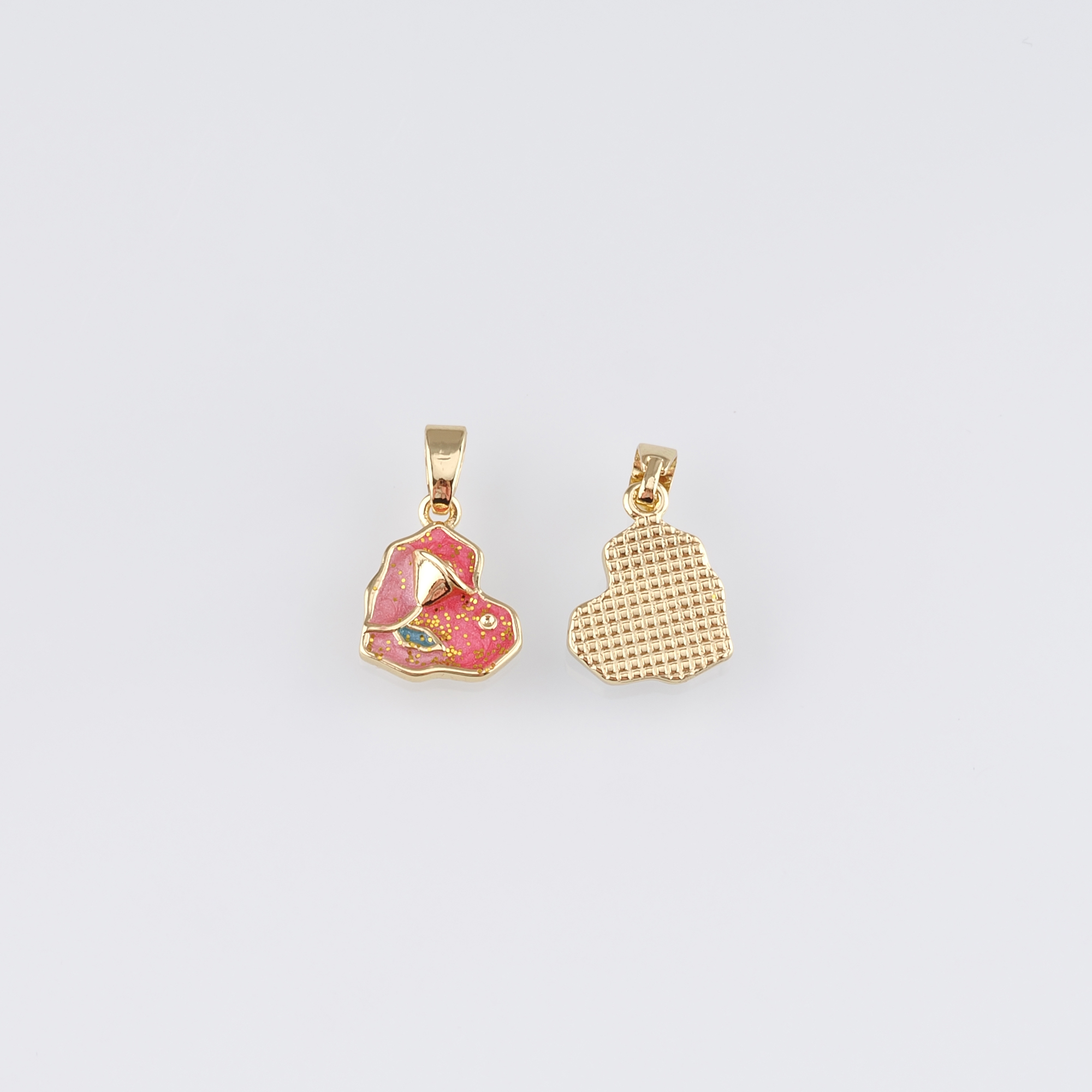 18K Gold Filled Heart Flower Pendant,Enamel Flower Charm Earrings Necklace for DIY Jewelry Making Supply