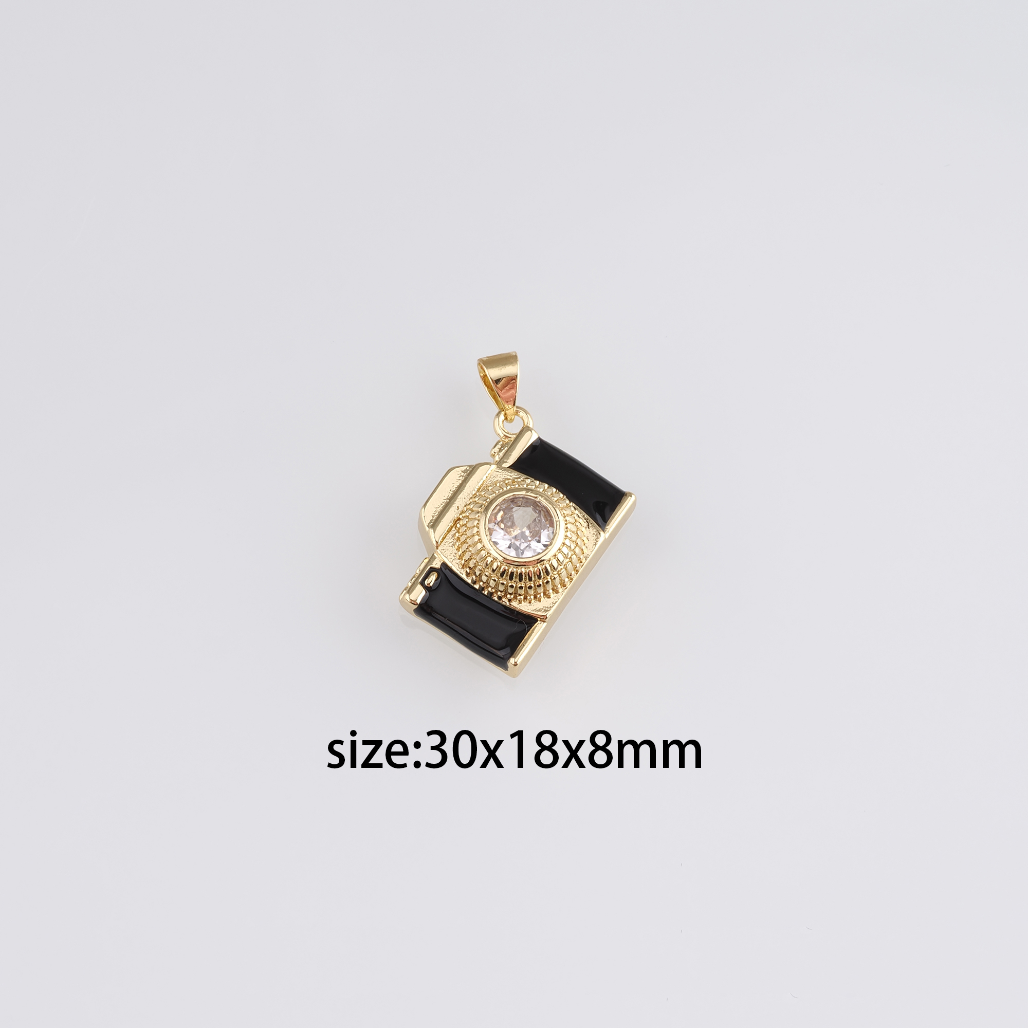 18K Gold Filled Camera Pendant,Enamel Camera Charm Earrings Necklace for DIY Jewelry Making Supply