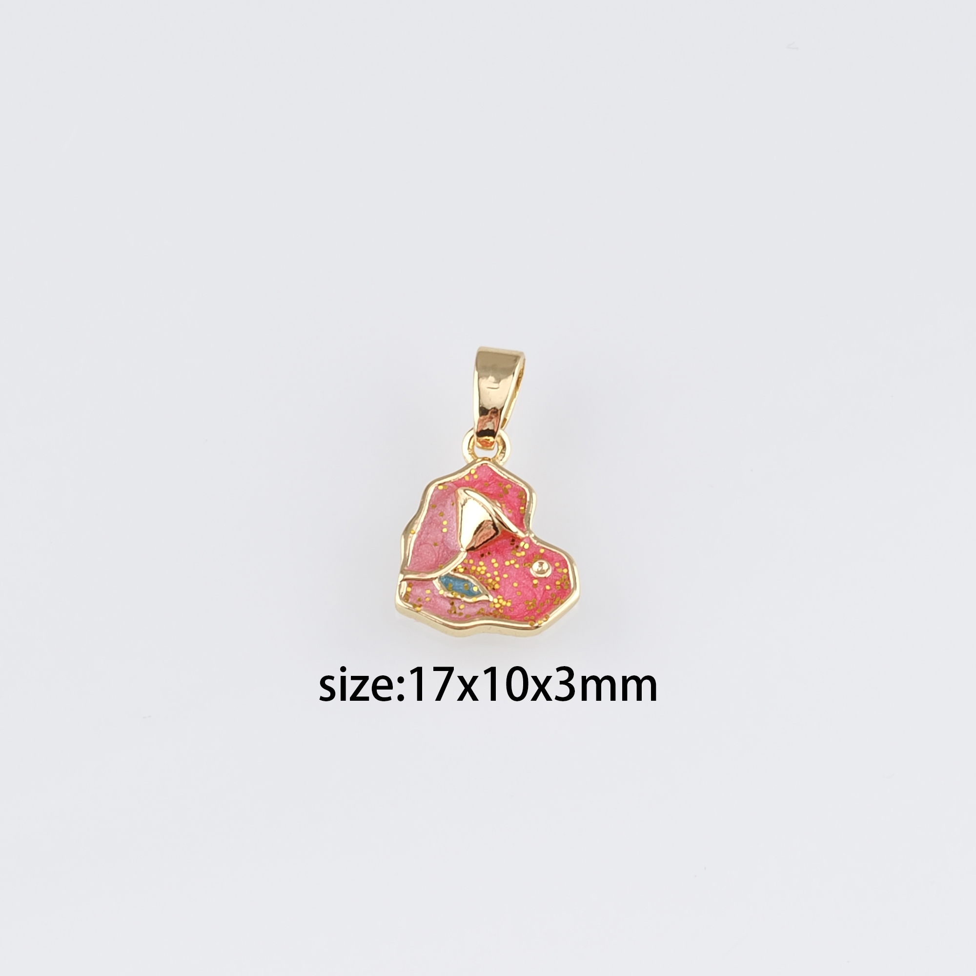 18K Gold Filled Heart Flower Pendant,Enamel Flower Charm Earrings Necklace for DIY Jewelry Making Supply
