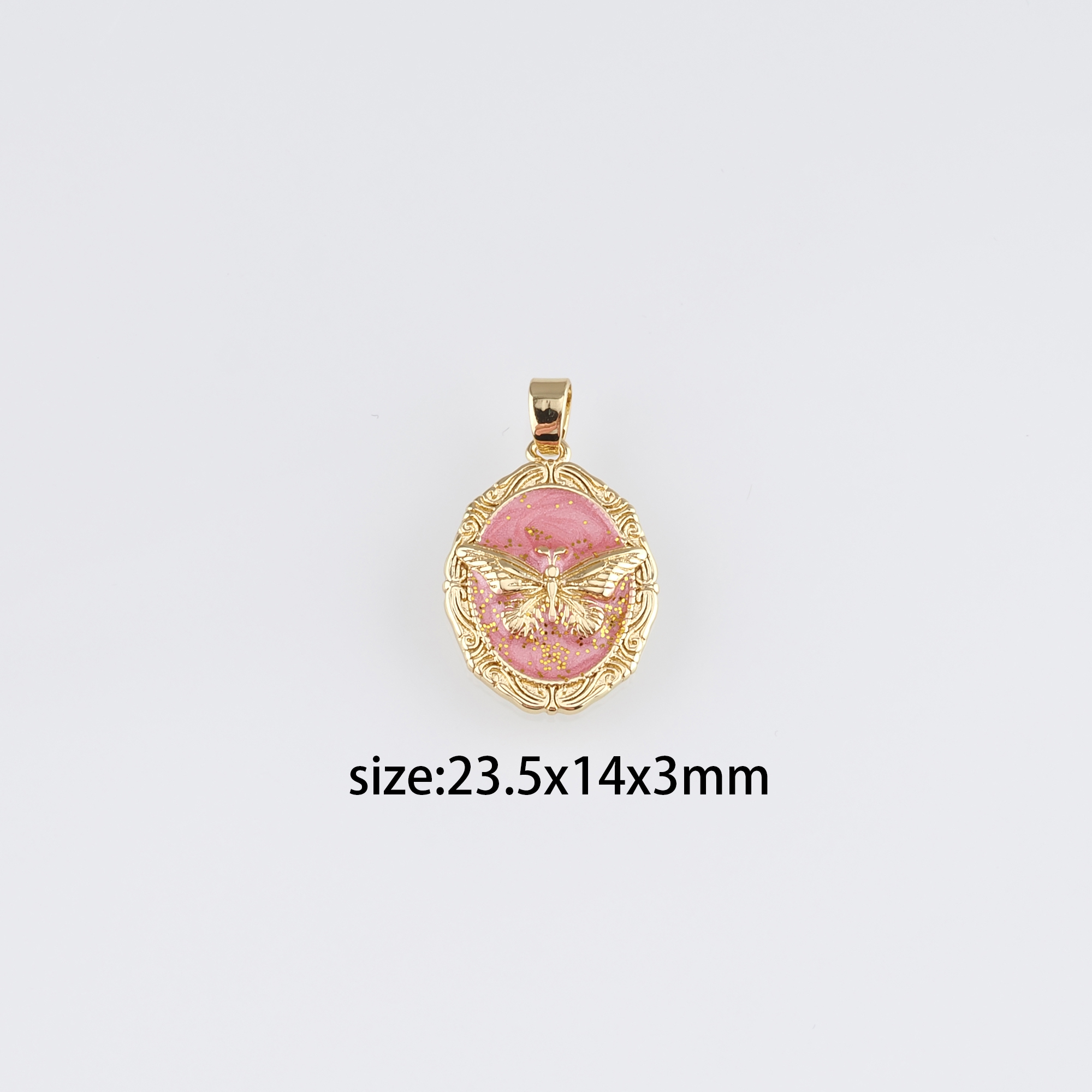 18K Gold Filled Butterfly Pendant,Enamel Butterfly Charm Earrings Necklace for DIY Jewelry Making Supply
