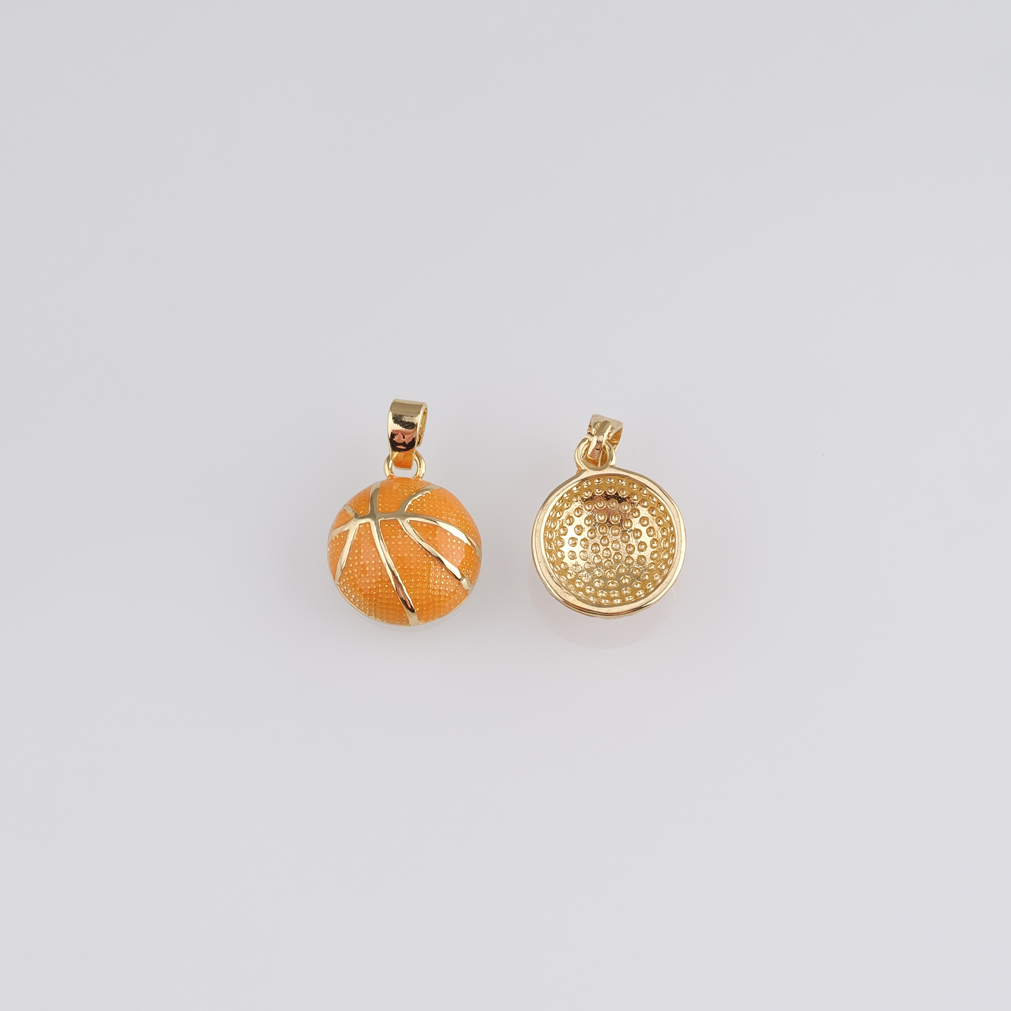 18K Gold Filled Basketball Pendant,Enamel Basketball Charm Earrings Necklace for DIY Jewelry Making Supply