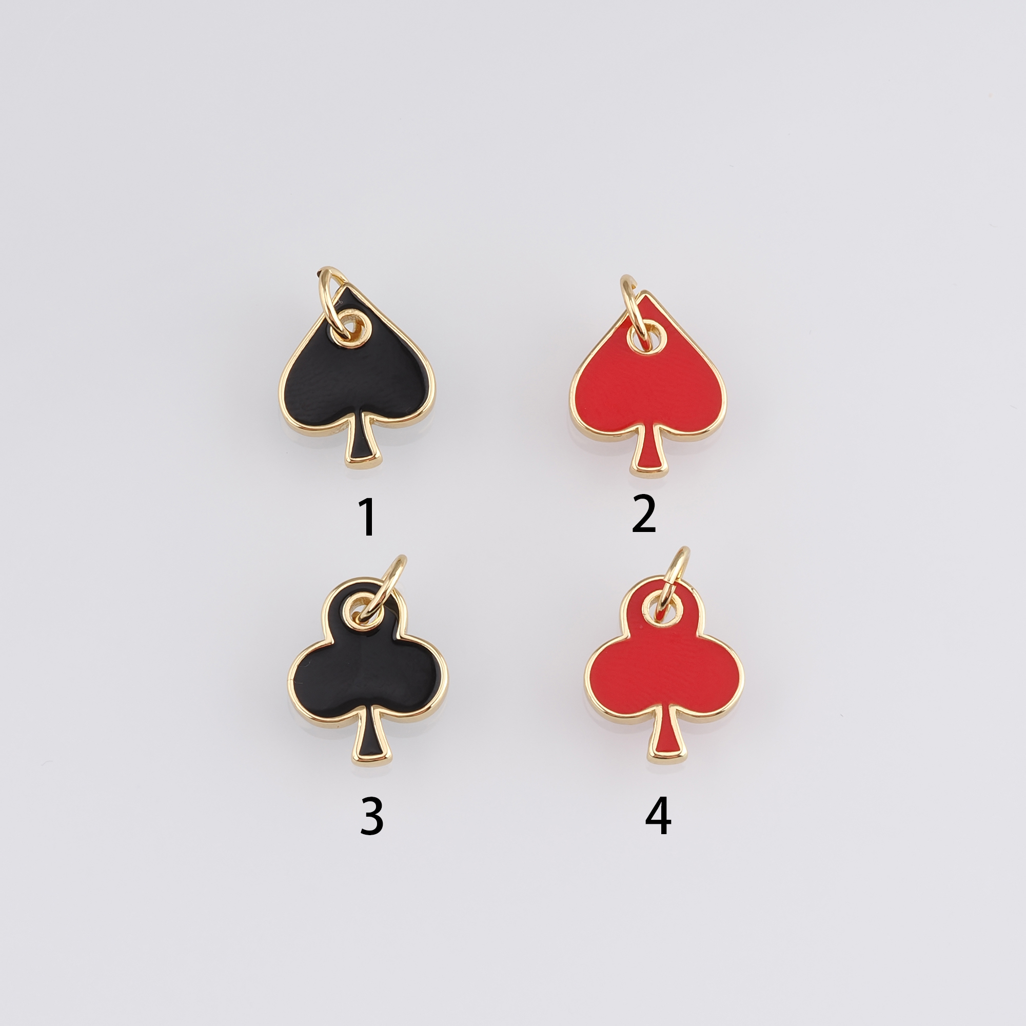 18K Gold Filled Poker Pendant,Enamel Poker Charm Earrings Necklace for DIY Jewelry Making Supply