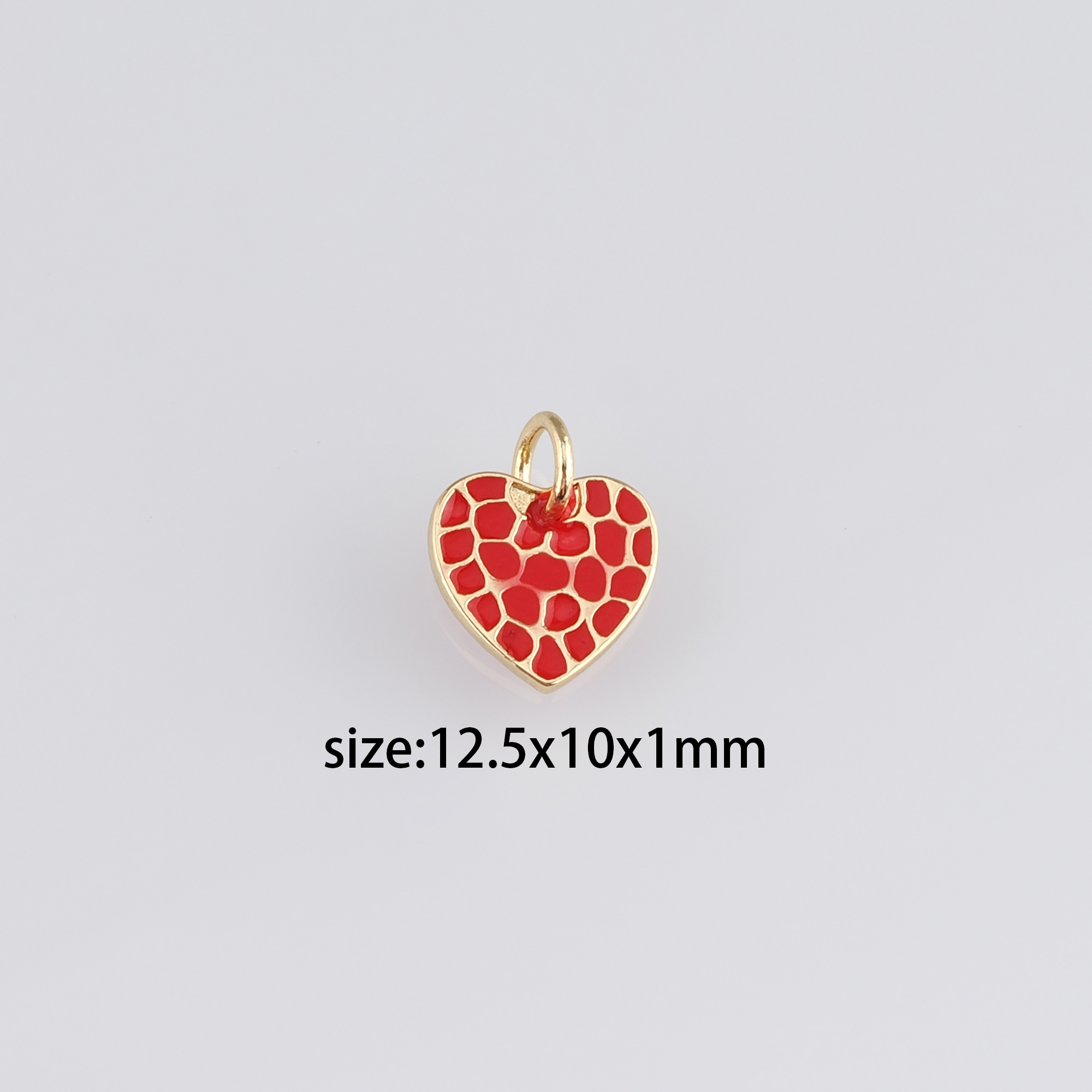 18K Gold Filled Heart Pendant,Enamel Heart Charm Earrings Necklace for DIY Jewelry Making Supply
