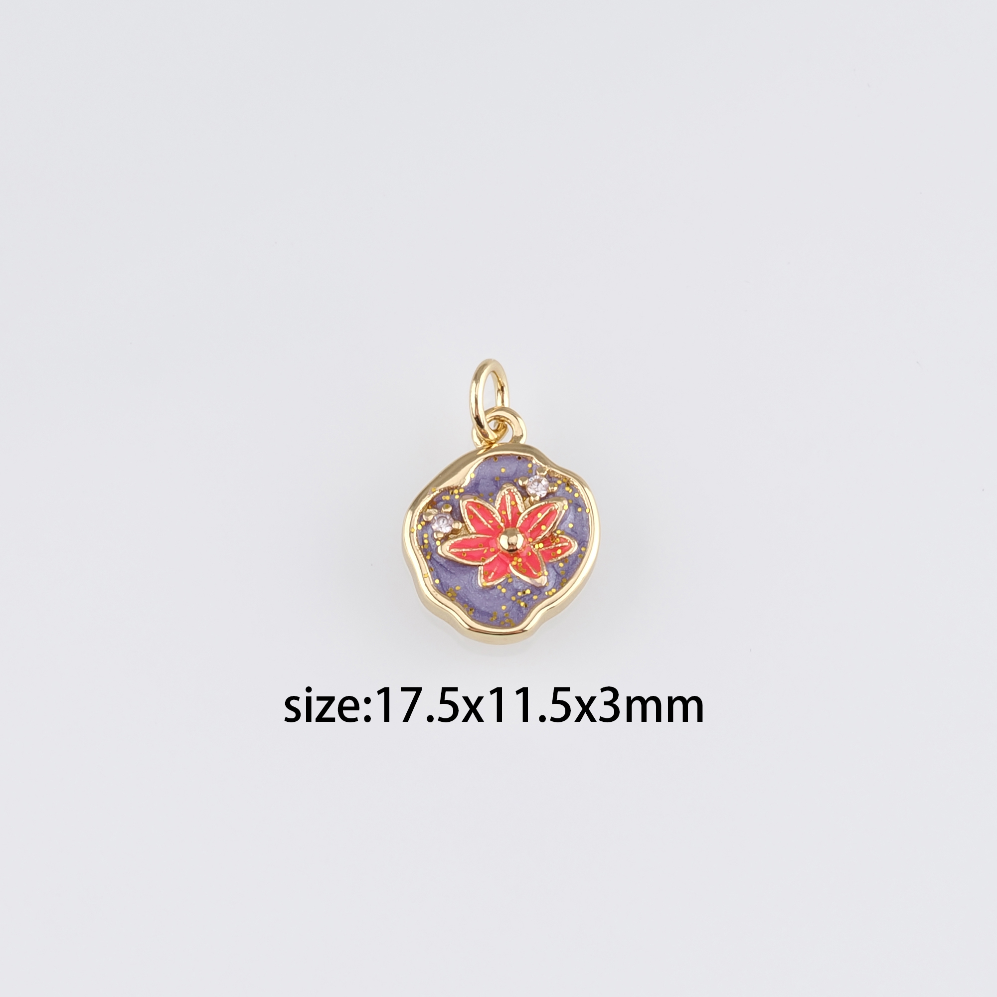 18K Gold Filled Flower Pendant,Enamel Flower Charm Earrings Necklace for DIY Jewelry Making Supply