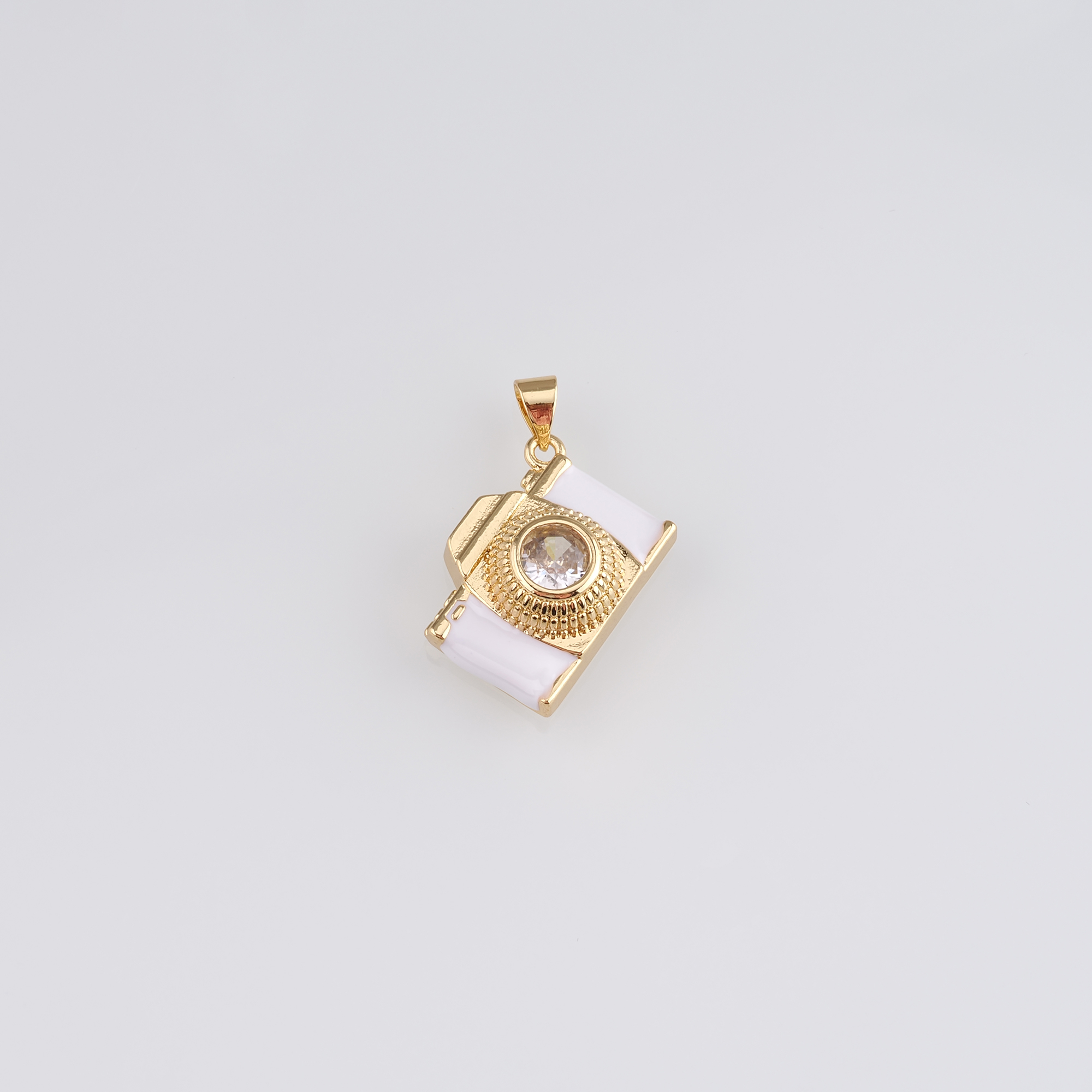 18K Gold Filled Camera Pendant,Enamel Camera Charm Earrings Necklace for DIY Jewelry Making Supply
