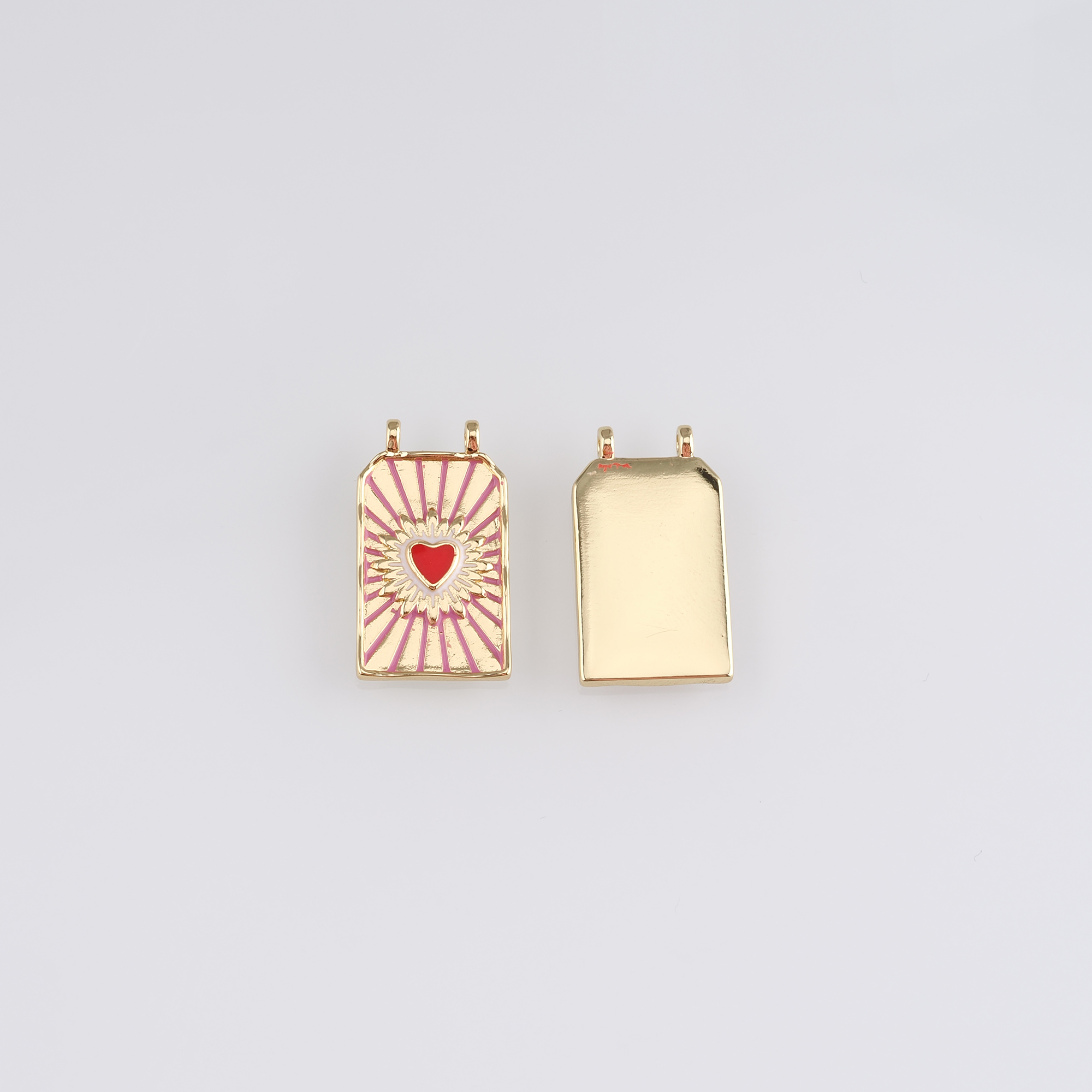 18K Gold Filled Heart Pendant,Enamel Heart Charm Earrings Necklace for DIY Jewelry Making Supply