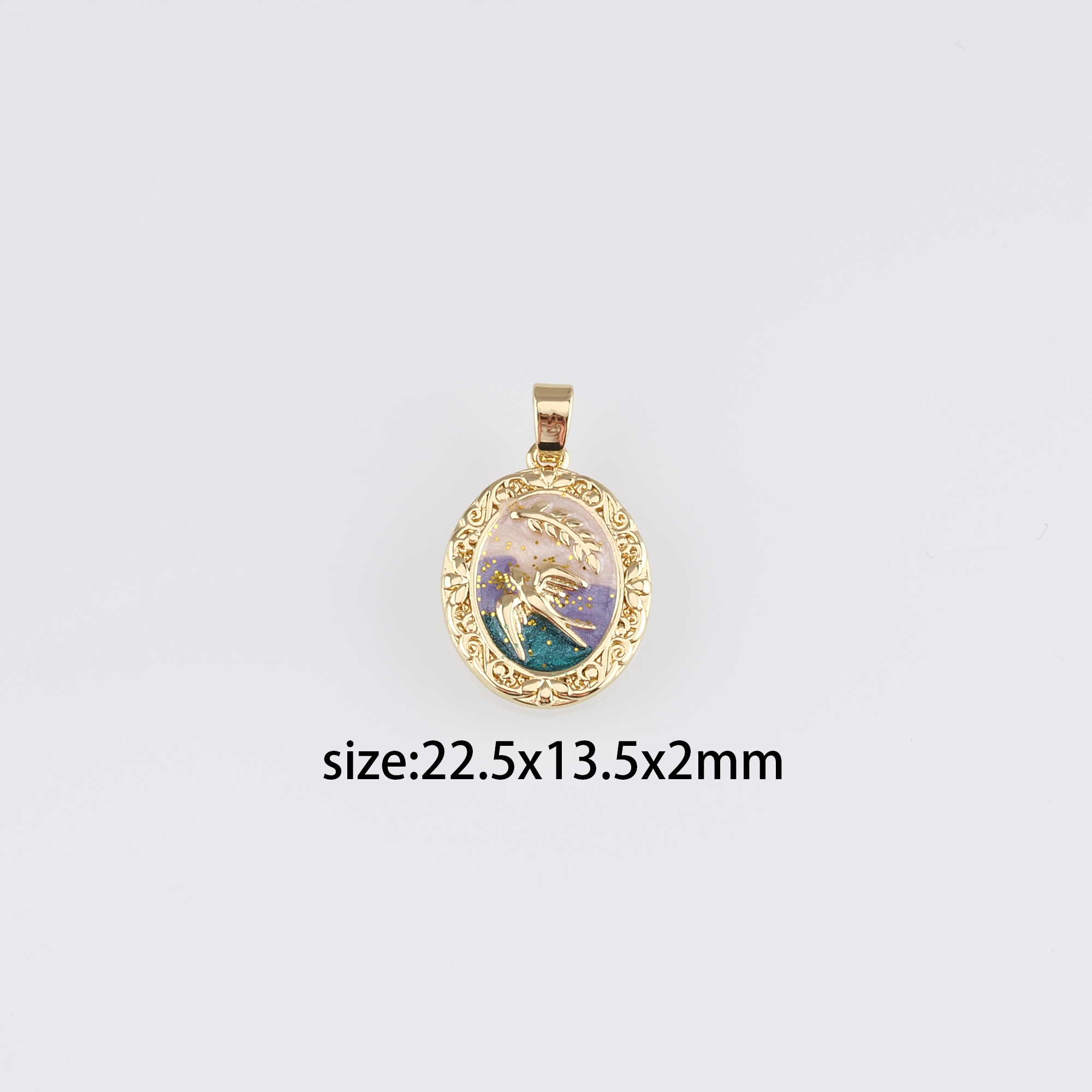 18K Gold Filled Bird Pendant,Enamel Bird Cross Charm Earrings Necklace for DIY Jewelry Making Supply