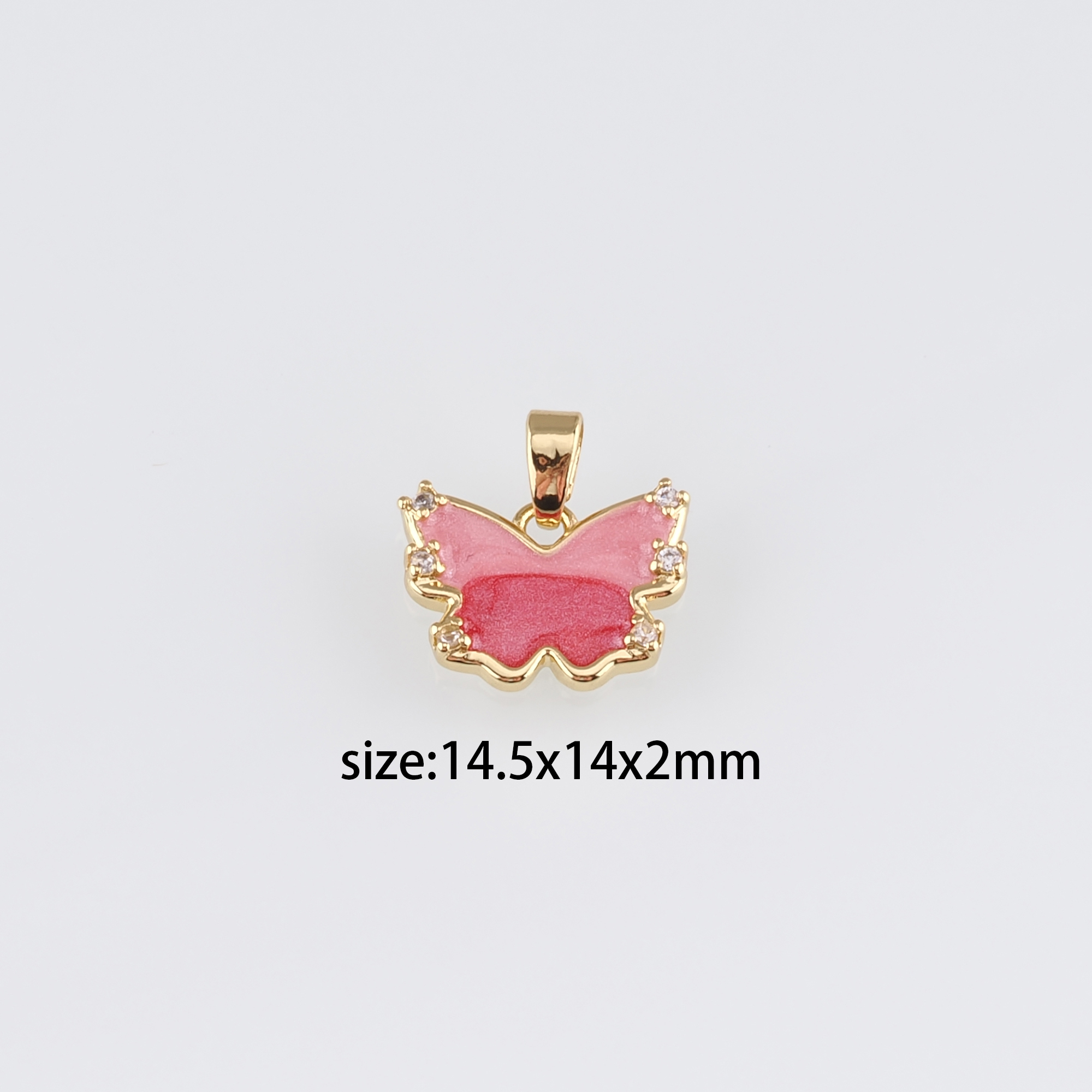 18K Gold Filled Butterfly Pendant,Enamel Butterfly Charm Earrings Necklace for DIY Jewelry Making Supply