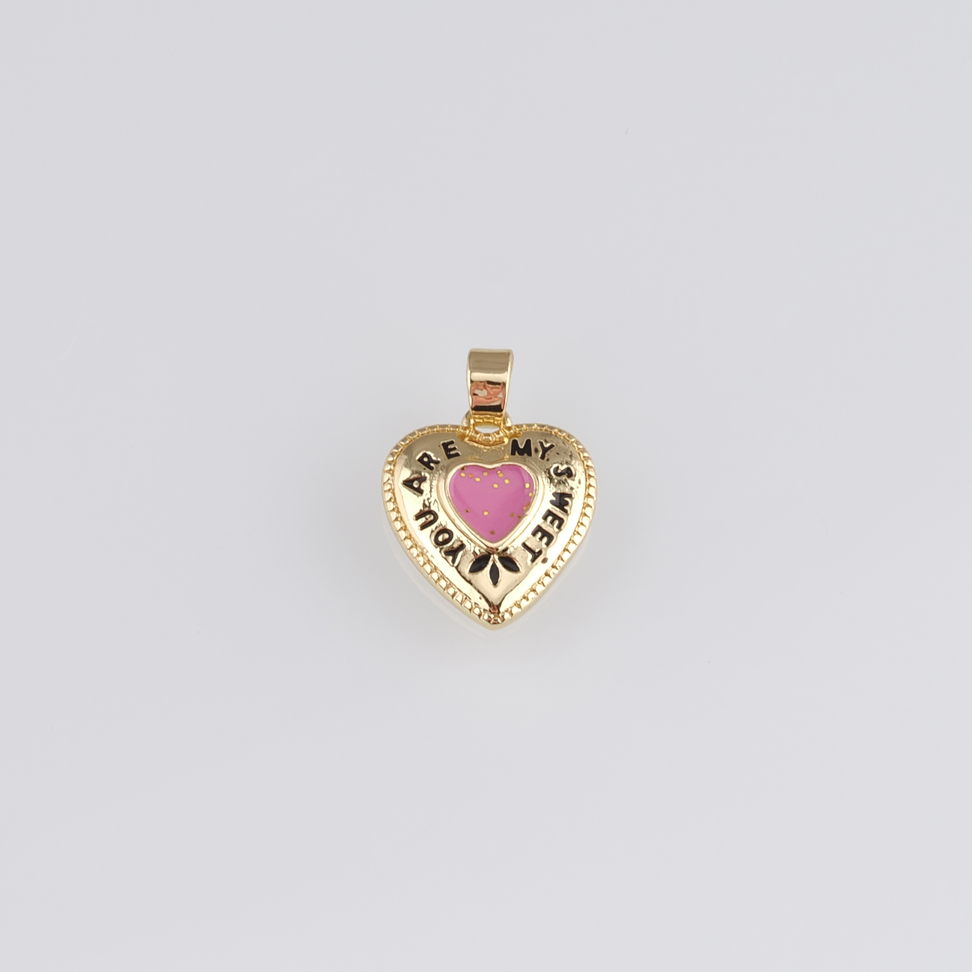 18K Gold Filled Heart Pendant,Enamel Heart Charm Earrings Necklace for DIY Jewelry Making Supply