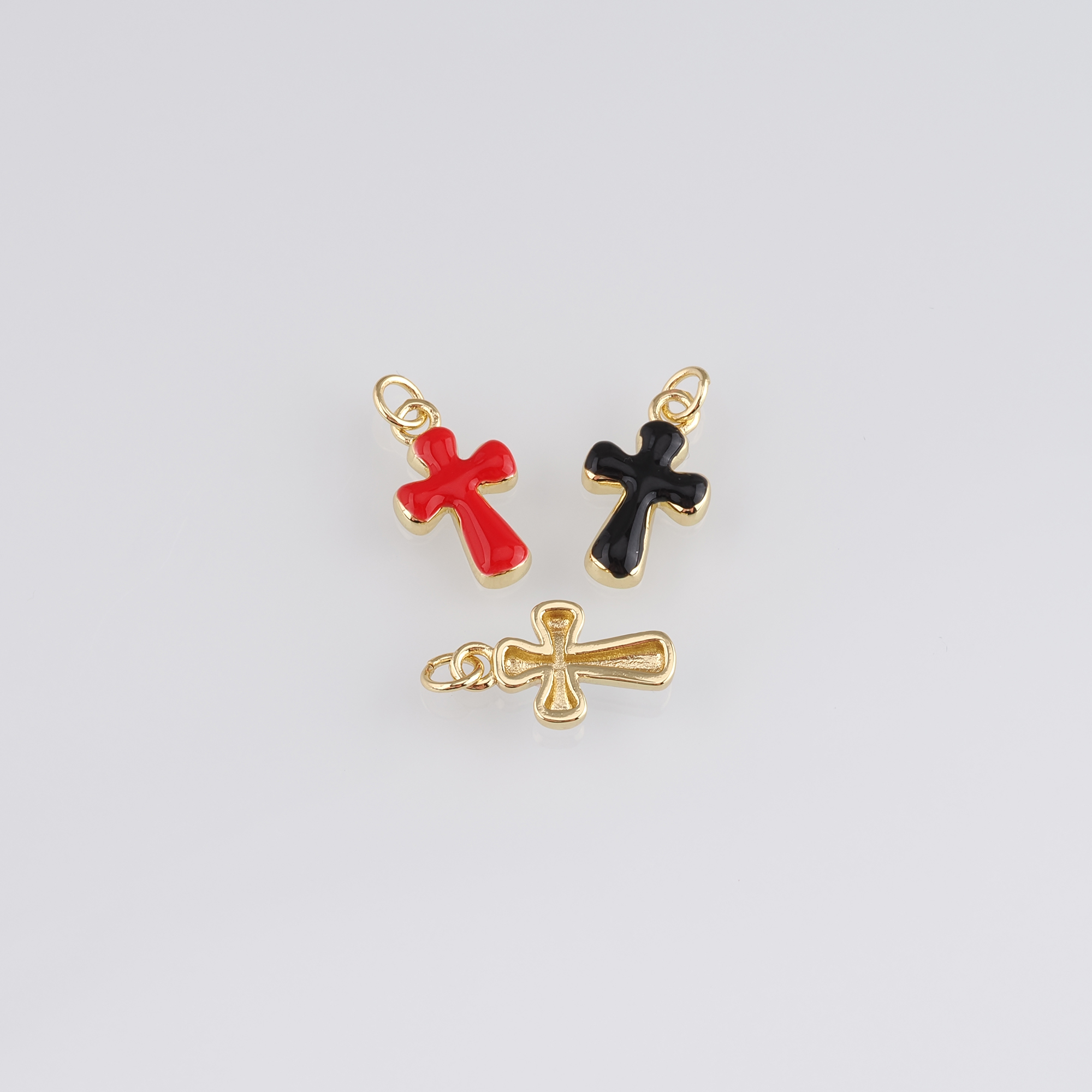 18K Gold Filled Cross Pendant,Enamel Cross Charm Earrings Necklace for DIY Jewelry Making Supply