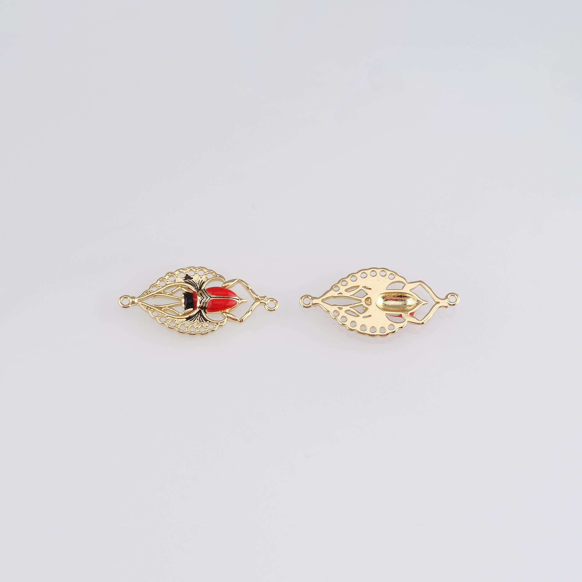 18K Gold Filled Beetle Connector,Enamel Beetle Charm Necklace Bracelet for DIY Jewelry Making Supply