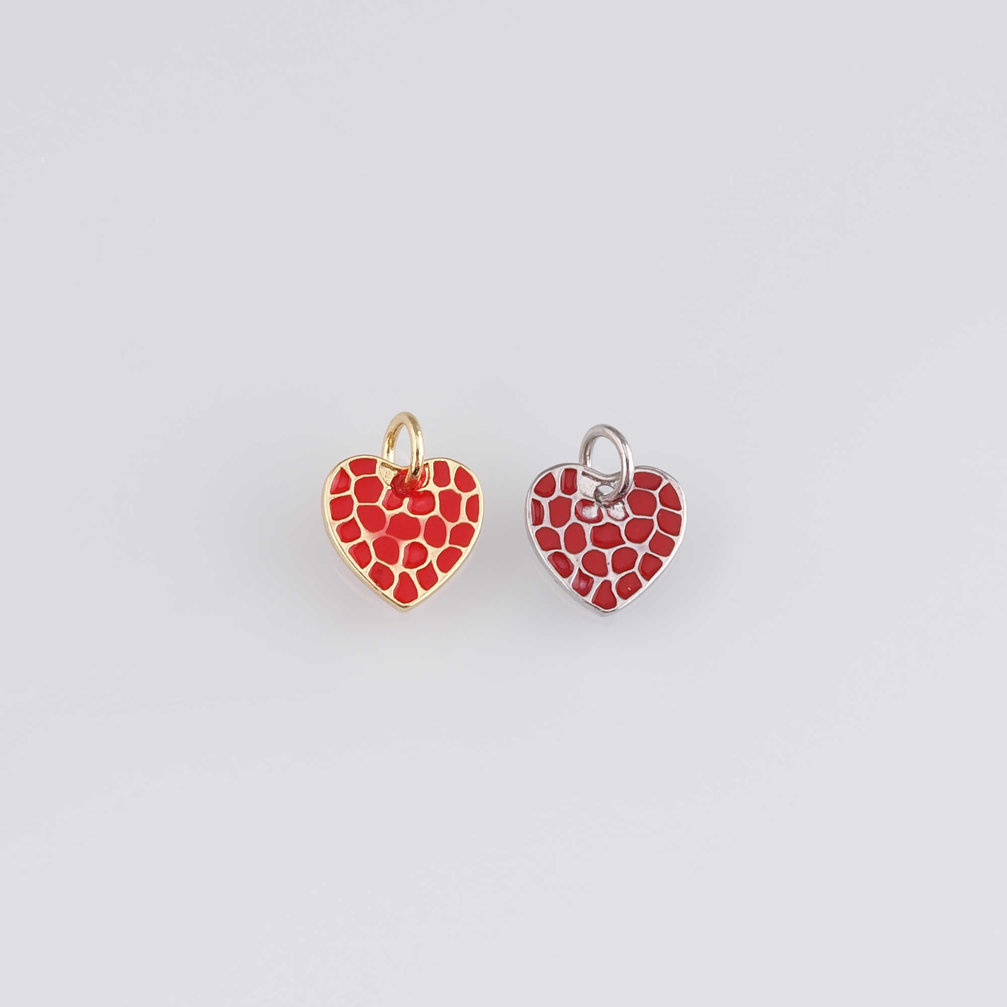 18K Gold Filled Heart Pendant,Enamel Heart Charm Earrings Necklace for DIY Jewelry Making Supply
