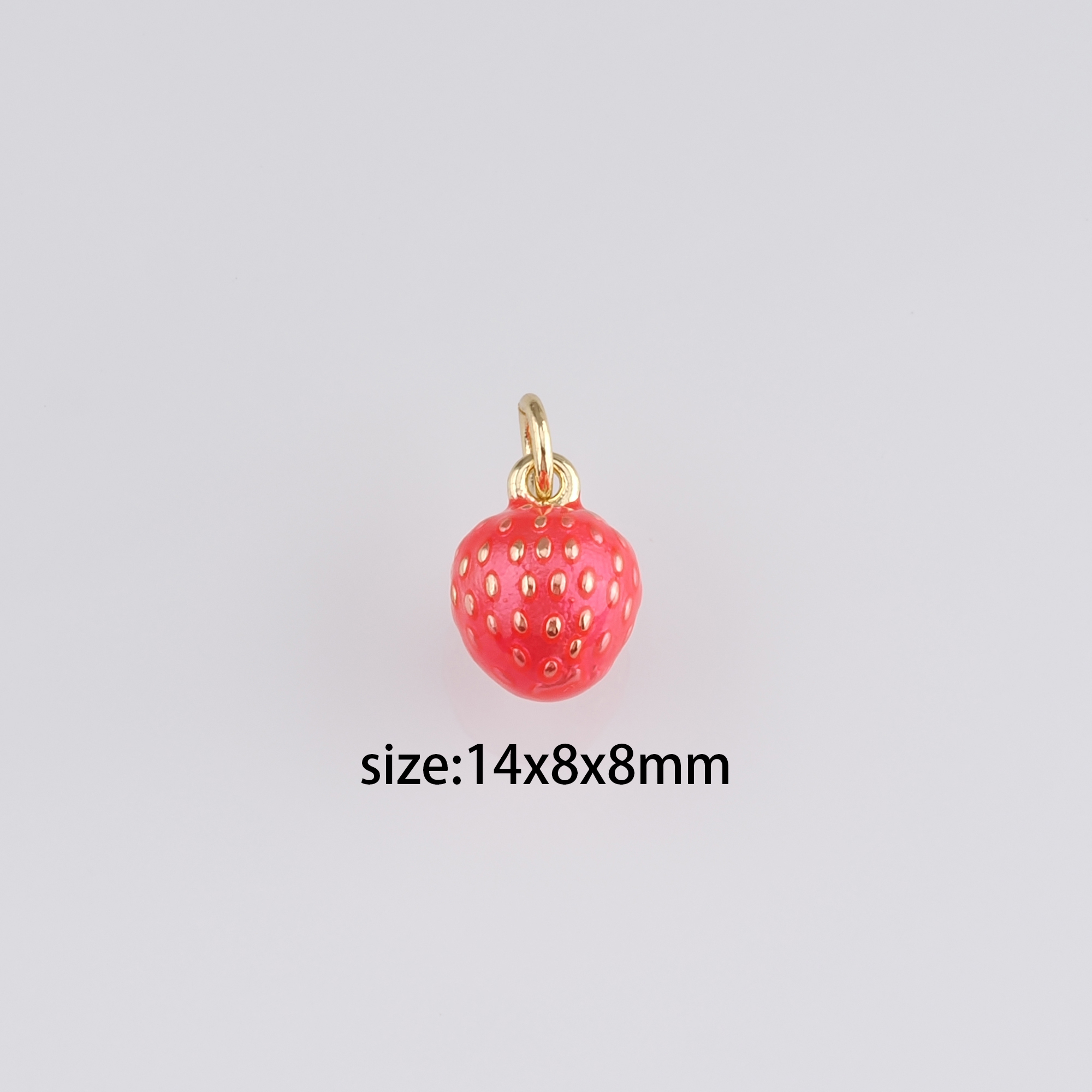 18K Gold Filled Strawberry Pendant,Enamel Fruit Charm Earrings Necklace for DIY Jewelry Making Supply