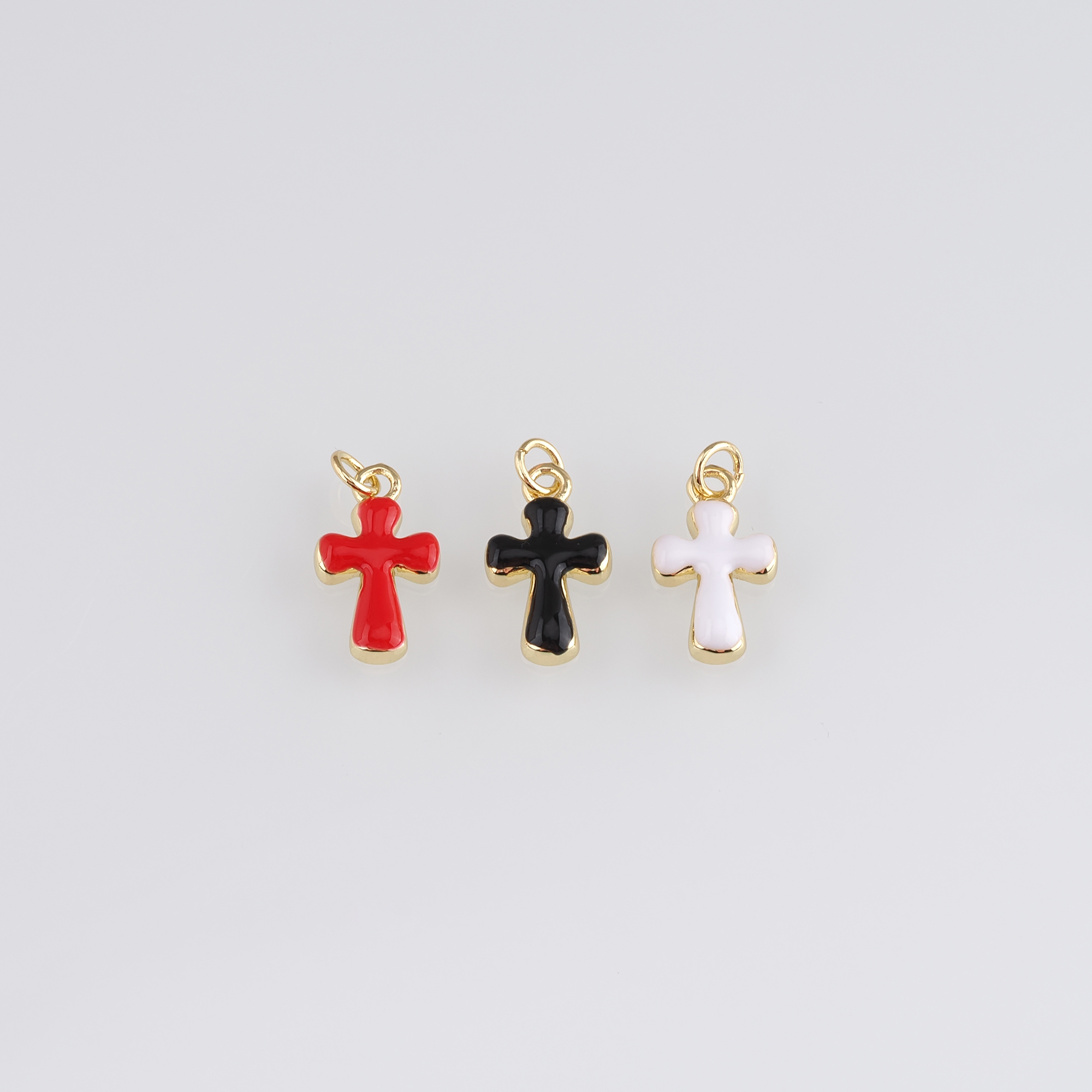 18K Gold Filled Cross Pendant,Enamel Cross Charm Earrings Necklace for DIY Jewelry Making Supply