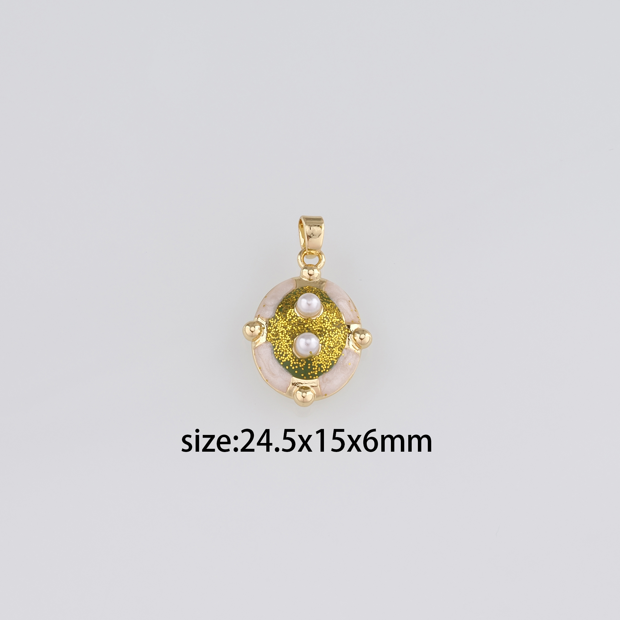 18K Gold Filled Oval Pendant,Enamel Oval Charm Earrings Necklace for DIY Jewelry Making Supply