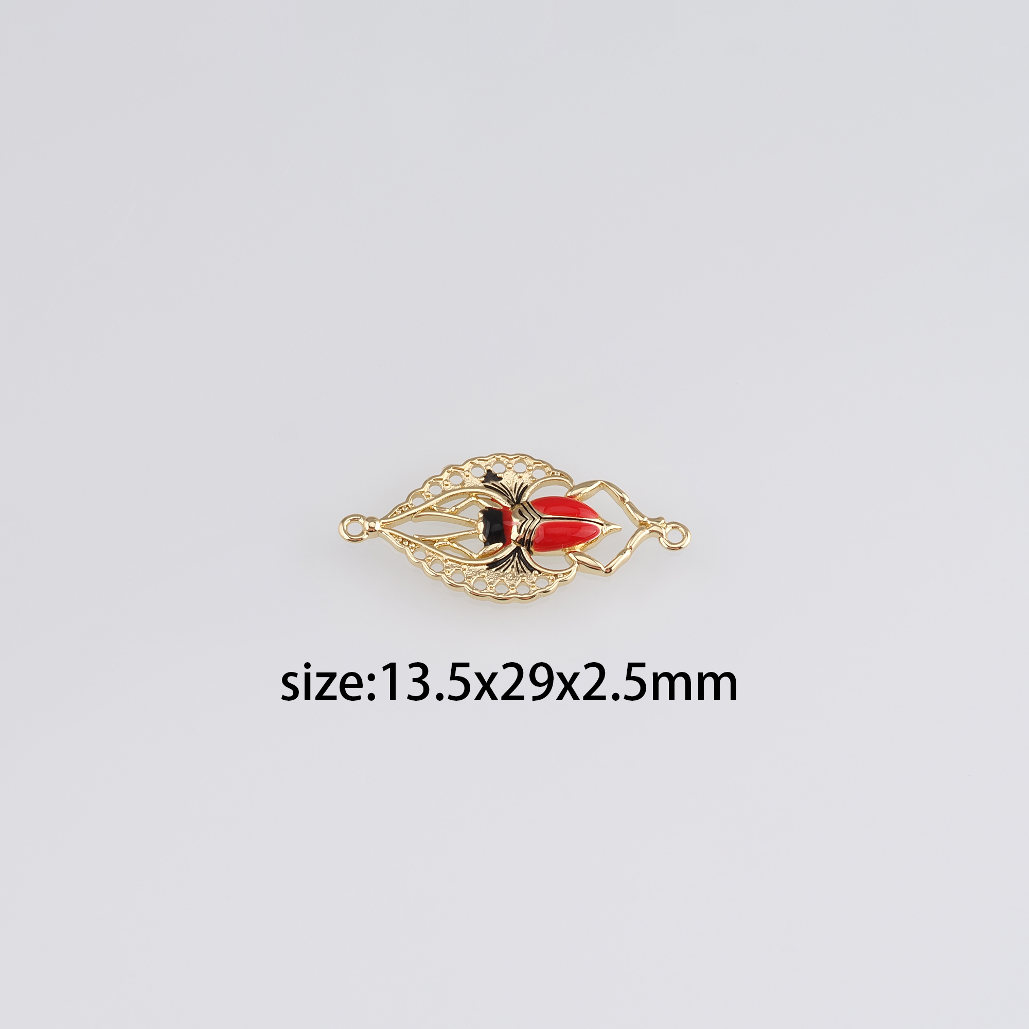 18K Gold Filled Beetle Connector,Enamel Beetle Charm Necklace Bracelet for DIY Jewelry Making Supply