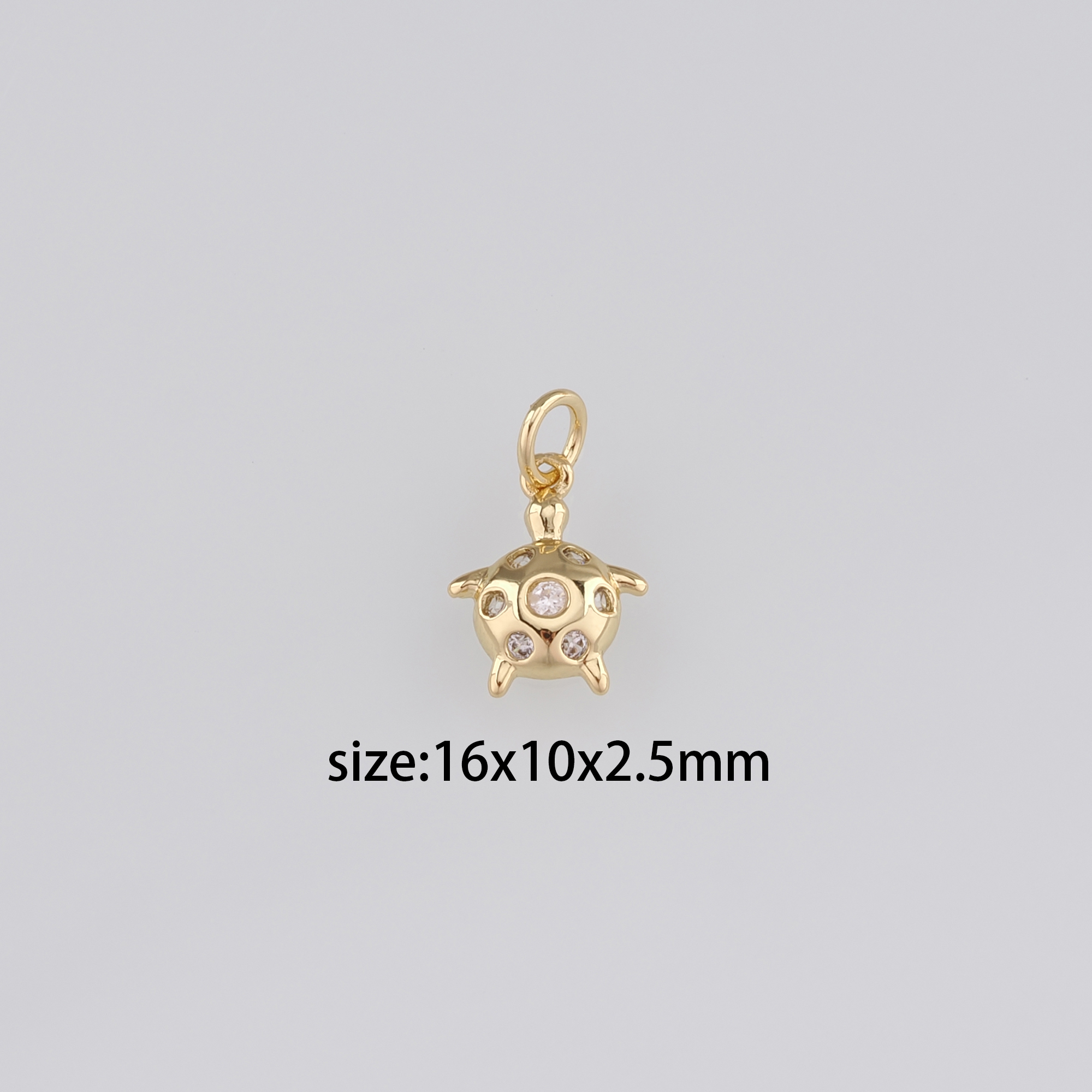 18K Gold Filled Turtle Pendant,CZ Micro Pave Turtle Charm Earrings Necklace for DIY Jewelry Making Supply