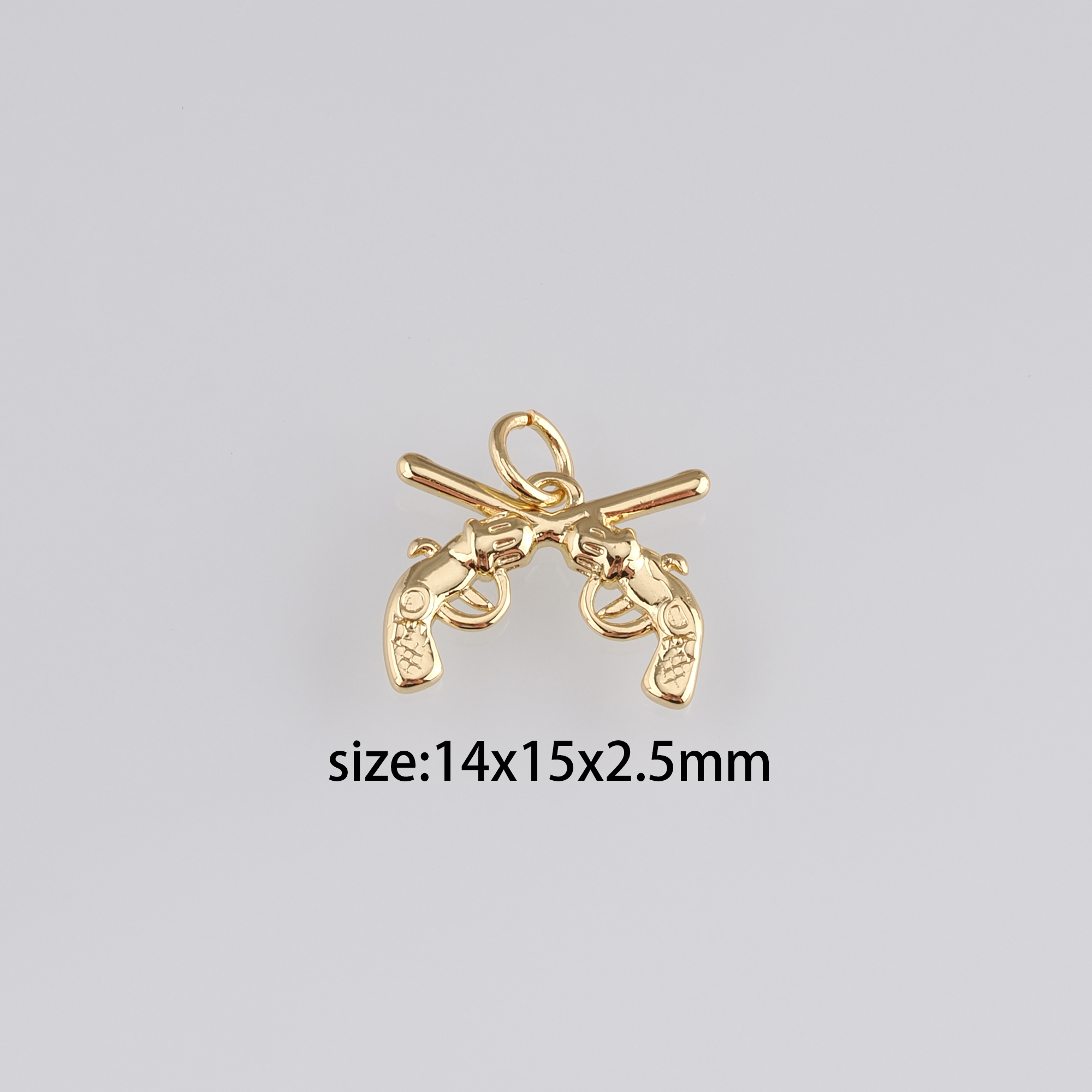 18K Gold Filled Gun Pendant,Pistol Charm Earrings Necklace for DIY Jewelry Making Supply