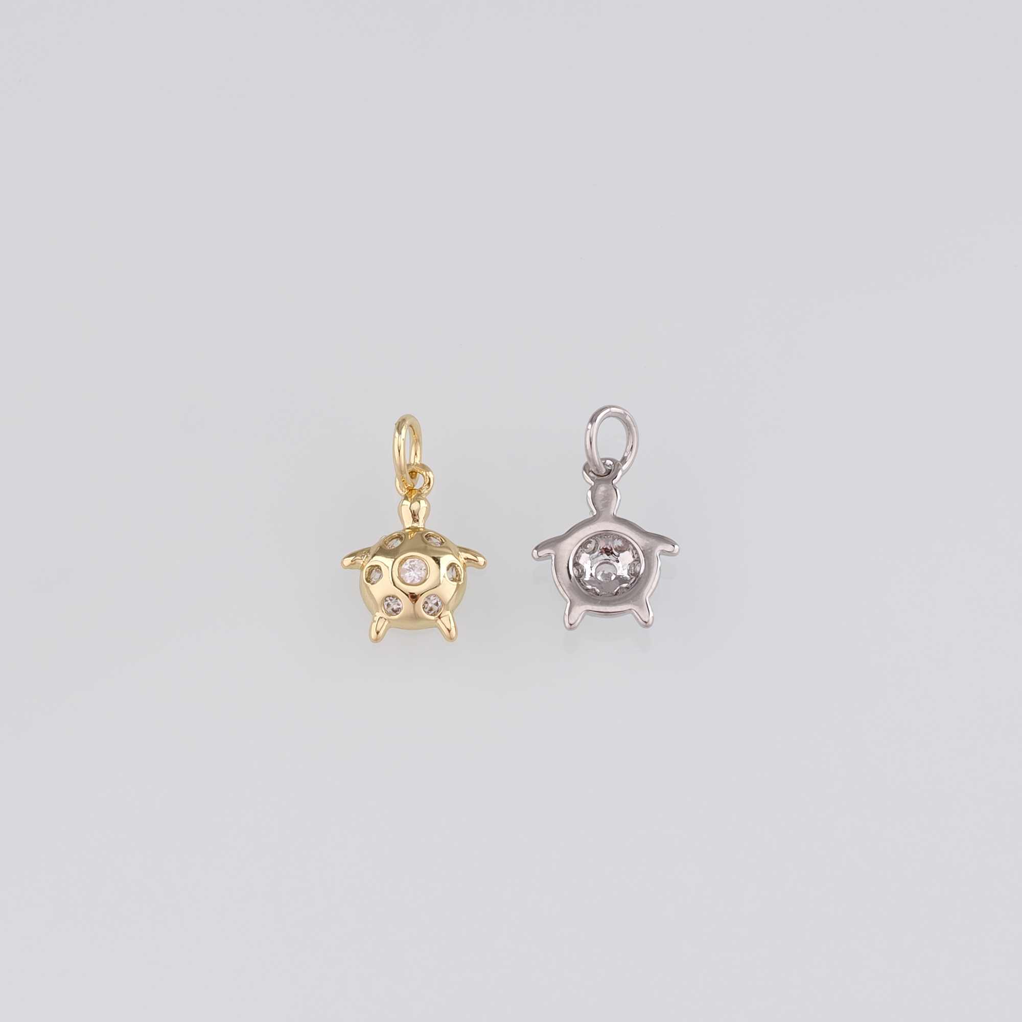 18K Gold Filled Turtle Pendant,CZ Micro Pave Turtle Charm Earrings Necklace for DIY Jewelry Making Supply