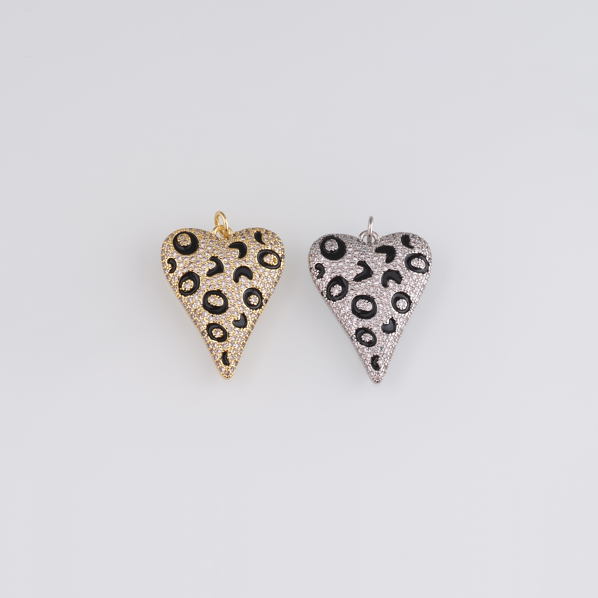 18K Gold Filled Heart Pendant,CZ Micro Pave Heart Charm Earrings Necklace for DIY Jewelry Making Supply