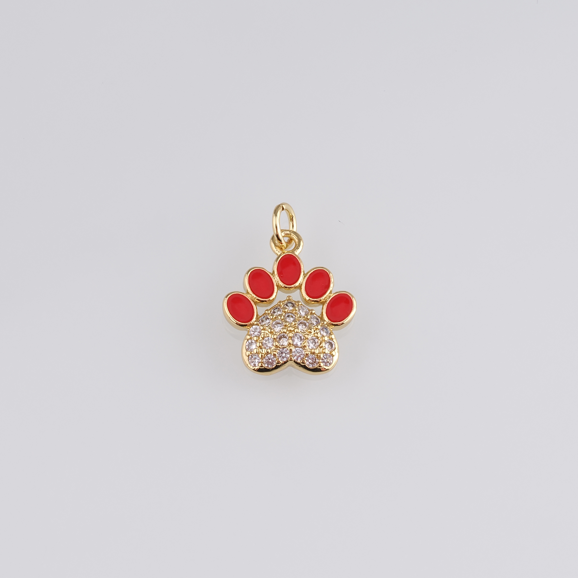 18K Gold Filled Paw Pendant,Enamel Paw Charm Earrings Necklace for DIY Jewelry Making Supply