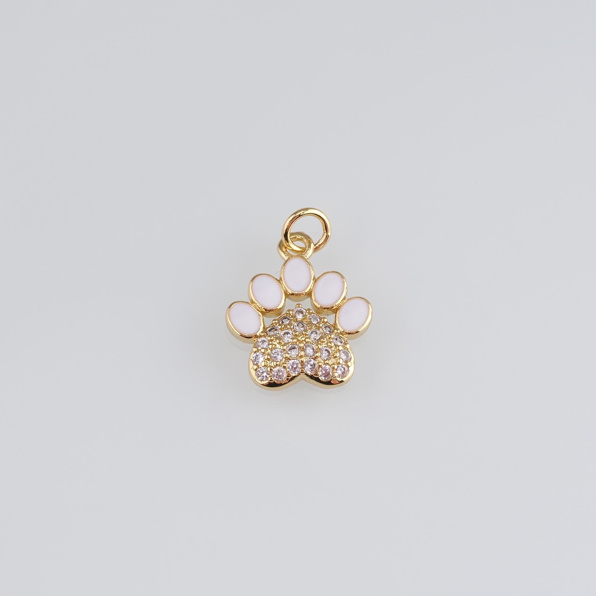 18K Gold Filled Paw Pendant,Enamel Paw Charm Earrings Necklace for DIY Jewelry Making Supply