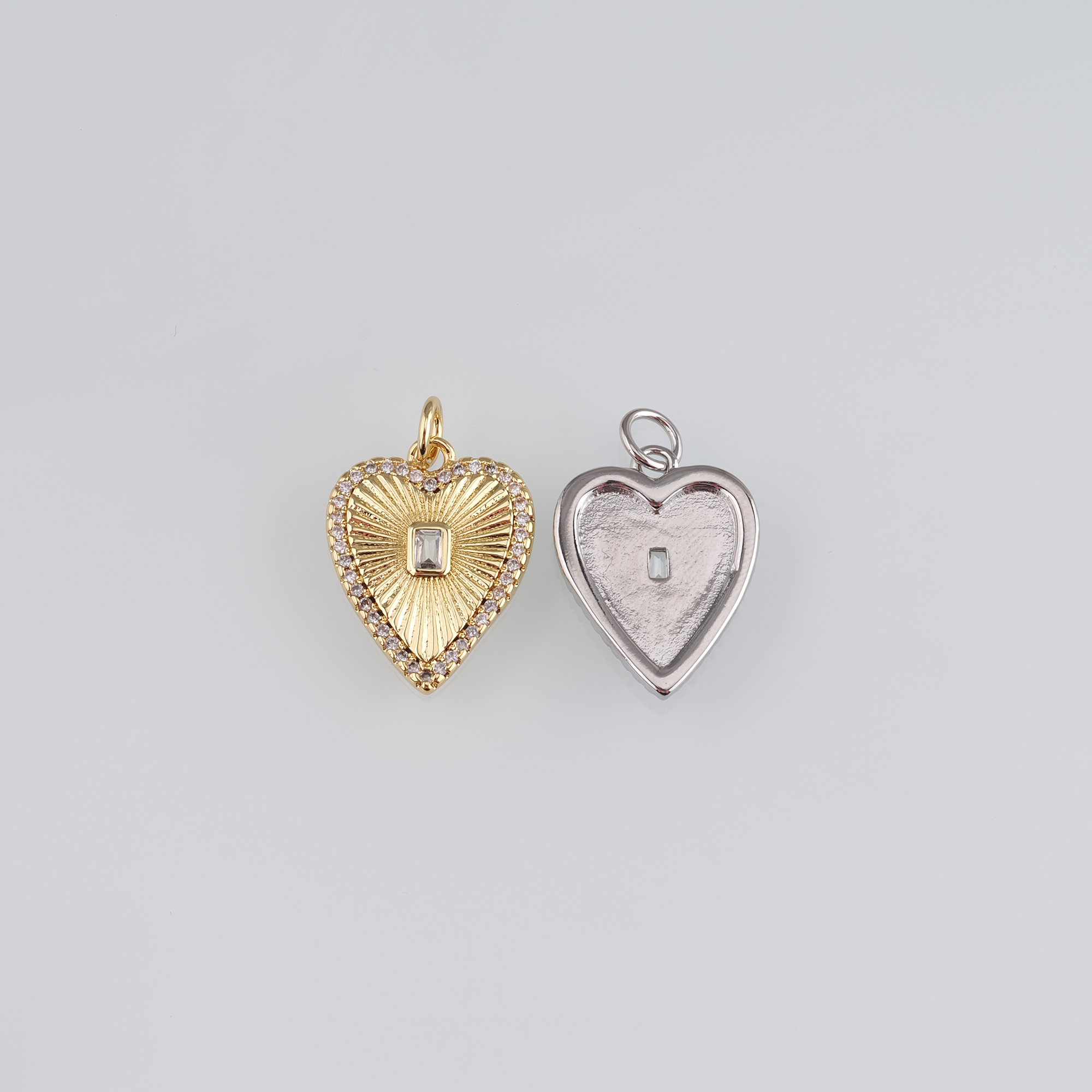 18K Gold Filled Heart Pendant,CZ Micro Pave Heart Charm Earrings Necklace for DIY Jewelry Making Supply