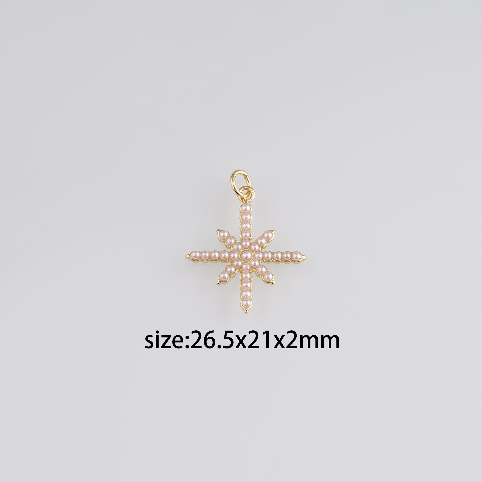 18K Gold Filled North Star Pendant,Celestial Charm,Pearl Star Earrings Necklace for DIY Jewelry Making Supply