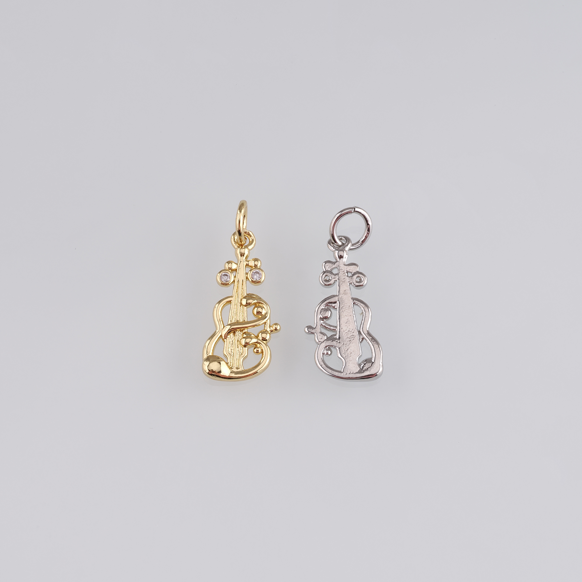 18K Gold Filled Violin Pendant,Dainty Musical Instrument Charm Earrings Necklace for DIY Jewelry Making Supply