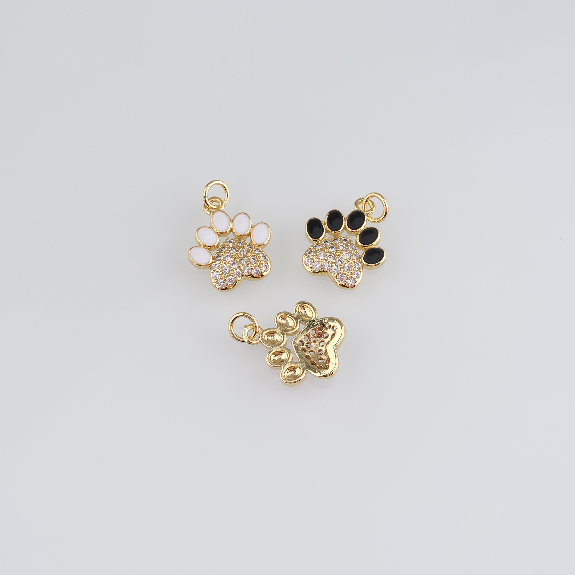 18K Gold Filled Paw Pendant,Enamel Paw Charm Earrings Necklace for DIY Jewelry Making Supply