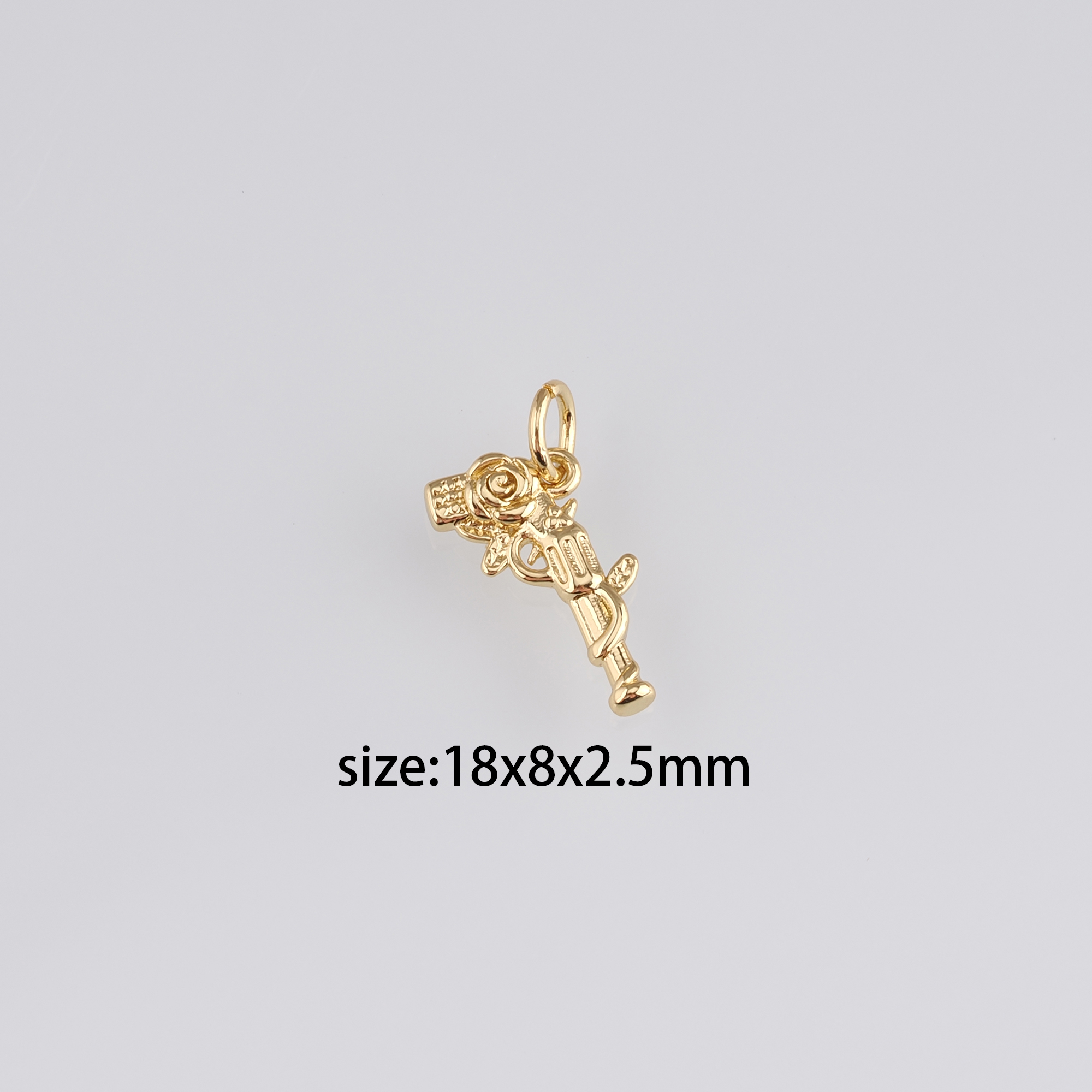 18K Gold Filled Gun Pendant,Pistol Charm Earrings Necklace for DIY Jewelry Making Supply