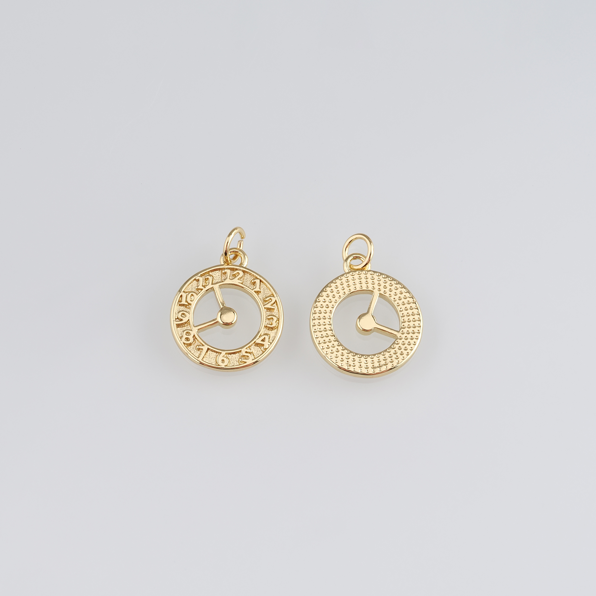 18K Gold Filled Clock Pendant,Dainty Clock Charm Earrings Necklace for DIY Jewelry Making Supply