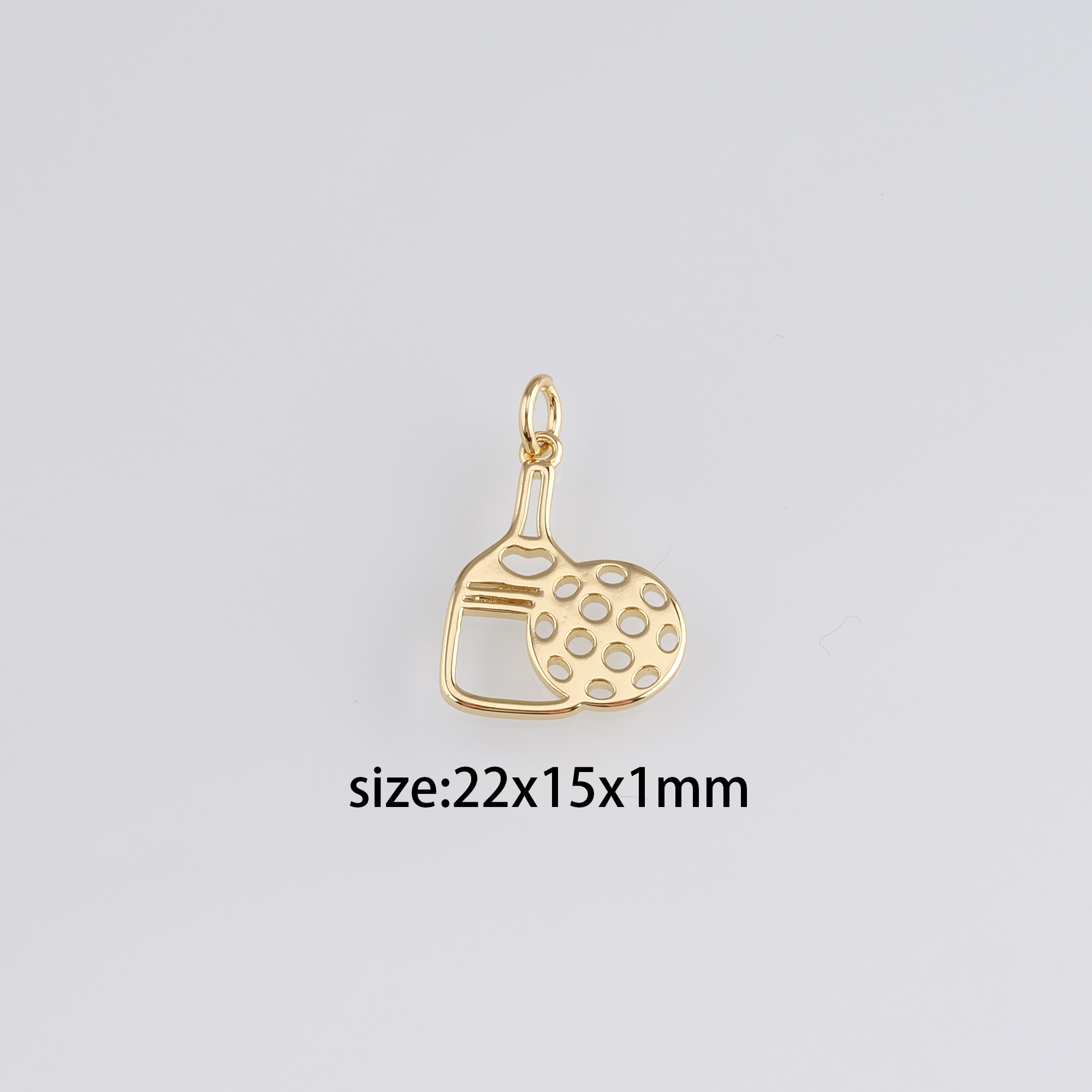 18K Gold Filled Tennis Racket Pendant,Dainty Racket Charm Earrings Necklace for DIY Jewelry Making Supply