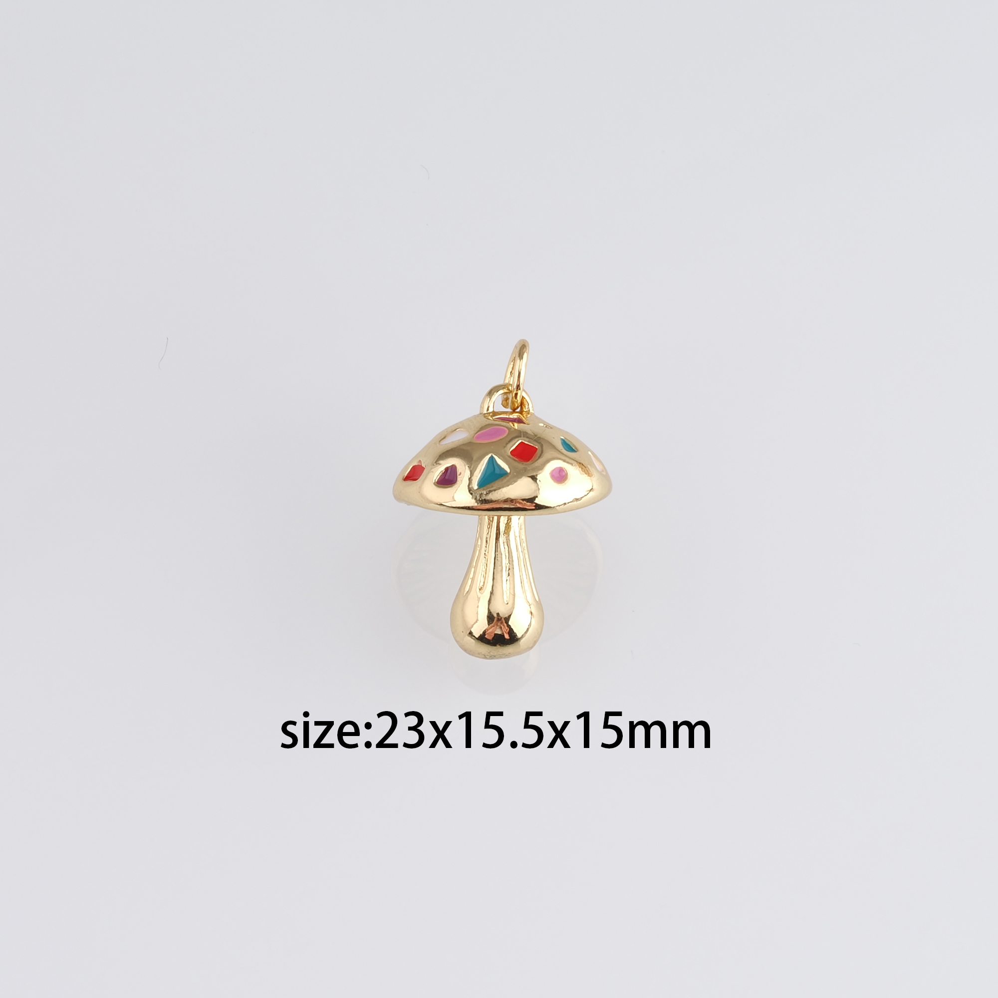 18K Gold Filled Mushroom Pendant,Enamel Mushroom Charm Earrings Necklace for DIY Jewelry Making Supply