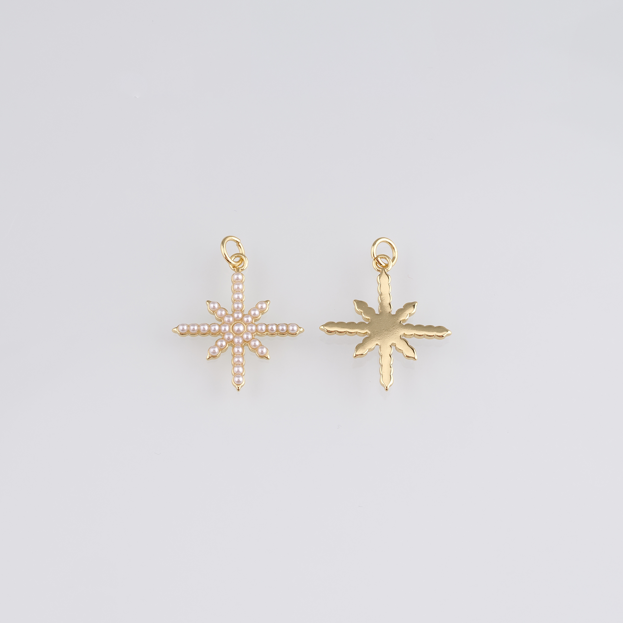 18K Gold Filled North Star Pendant,Celestial Charm,Pearl Star Earrings Necklace for DIY Jewelry Making Supply
