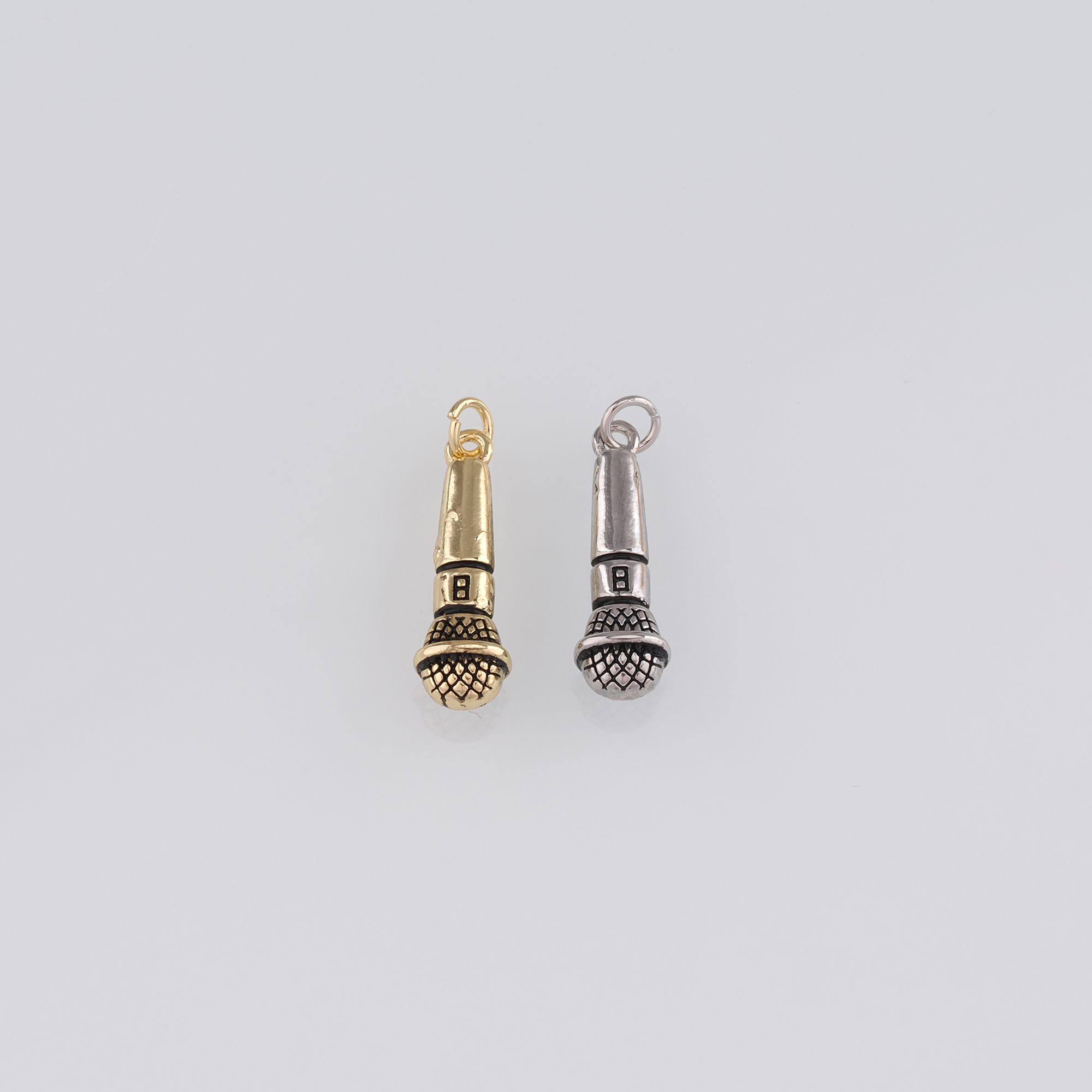 18K Gold Filled Microphone Pendant,Singer Music Charm,Microphone  Earrings Necklace for DIY Jewelry Making Supply