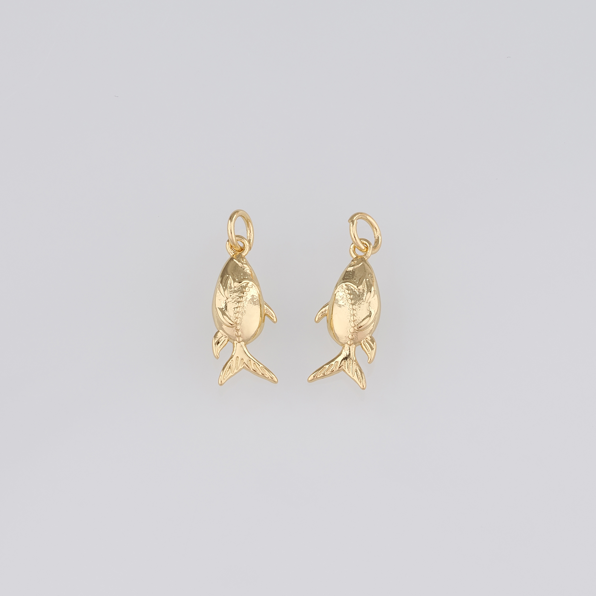 18K Gold Filled Fish Pendant,Dainty Fish Charm Earrings Necklace for DIY Jewelry Making Supply