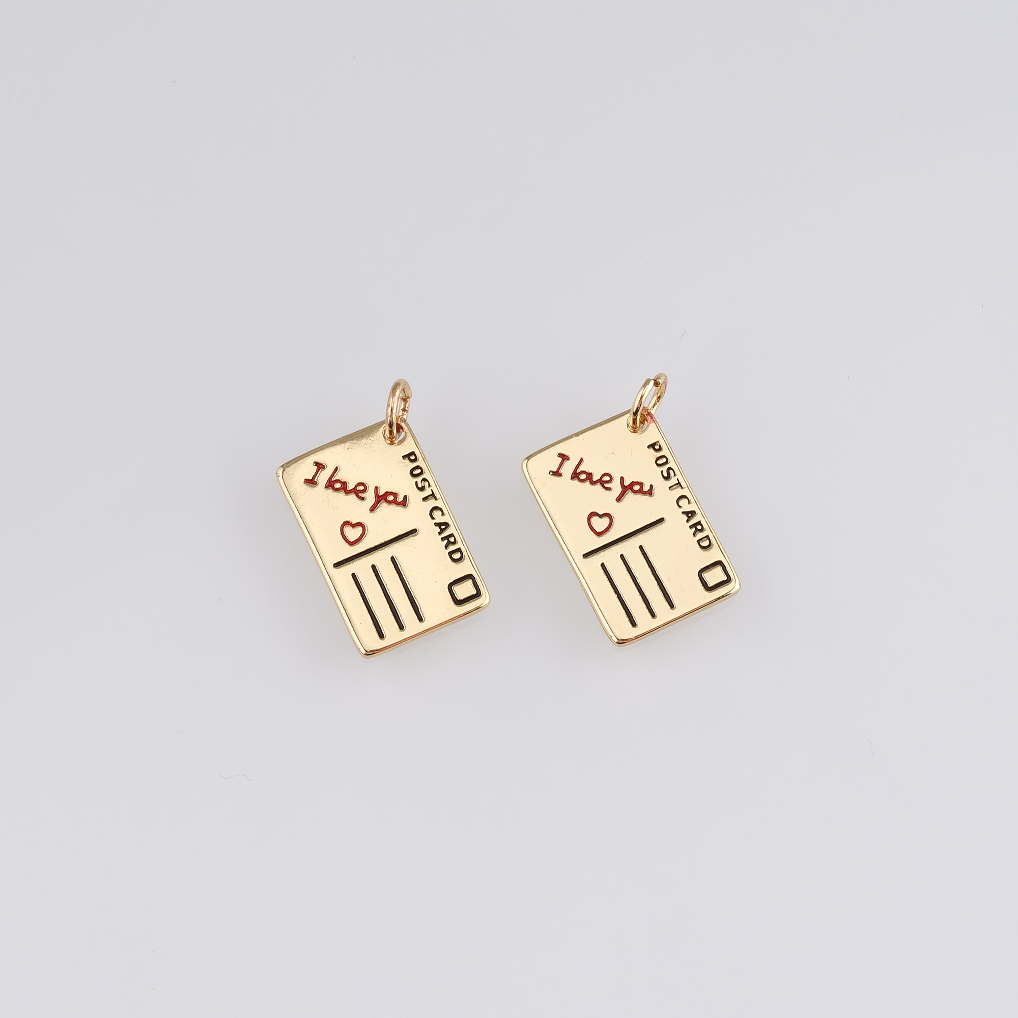 18K Gold Filled Postcard Pendant,Dainty Postcard Charm Earrings Necklace for DIY Jewelry Making Supply