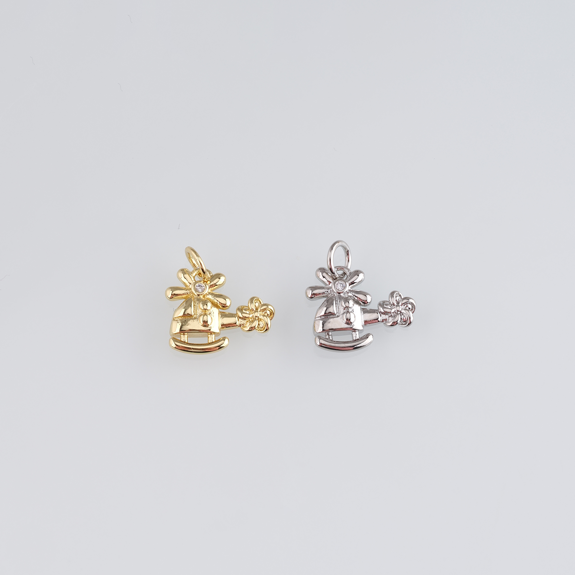 18K Gold Filled Helicopter Pendant,Dainty Helicopter Charm Earrings Necklace for DIY Jewelry Making Supply