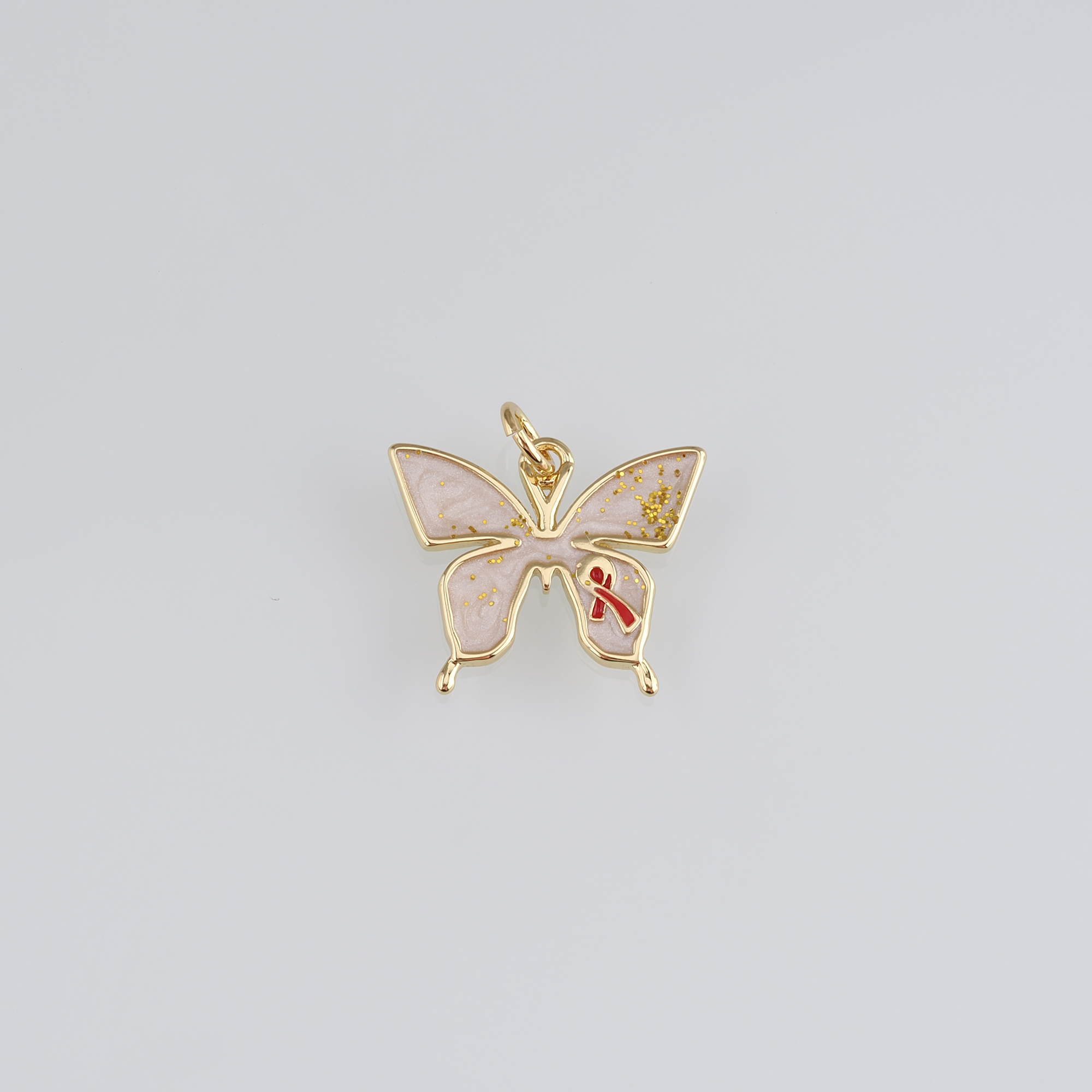 18K Gold Filled Butterfly Pendant,Enamel Butterfly Charm Earrings Necklace for DIY Jewelry Making Supply