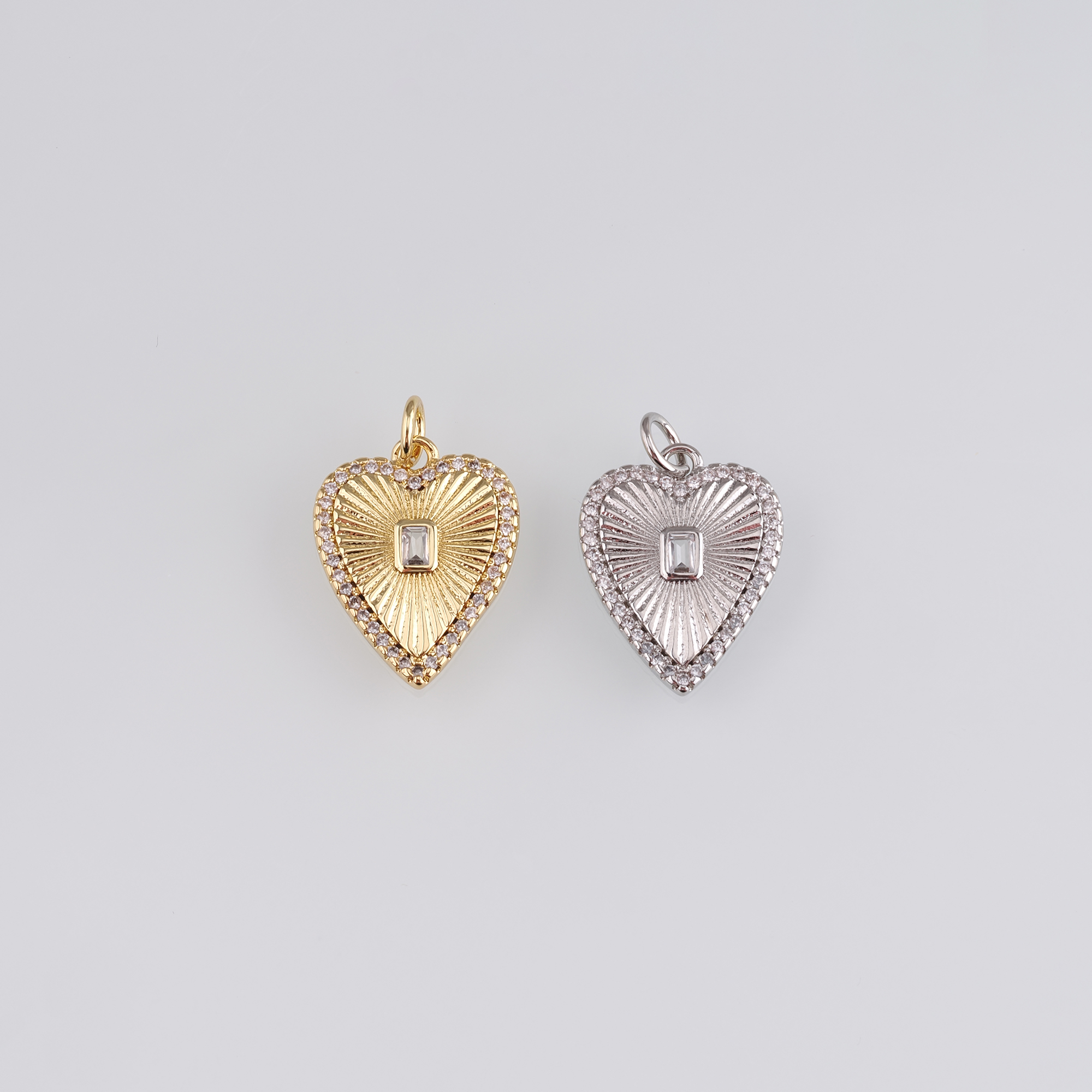 18K Gold Filled Heart Pendant,CZ Micro Pave Heart Charm Earrings Necklace for DIY Jewelry Making Supply