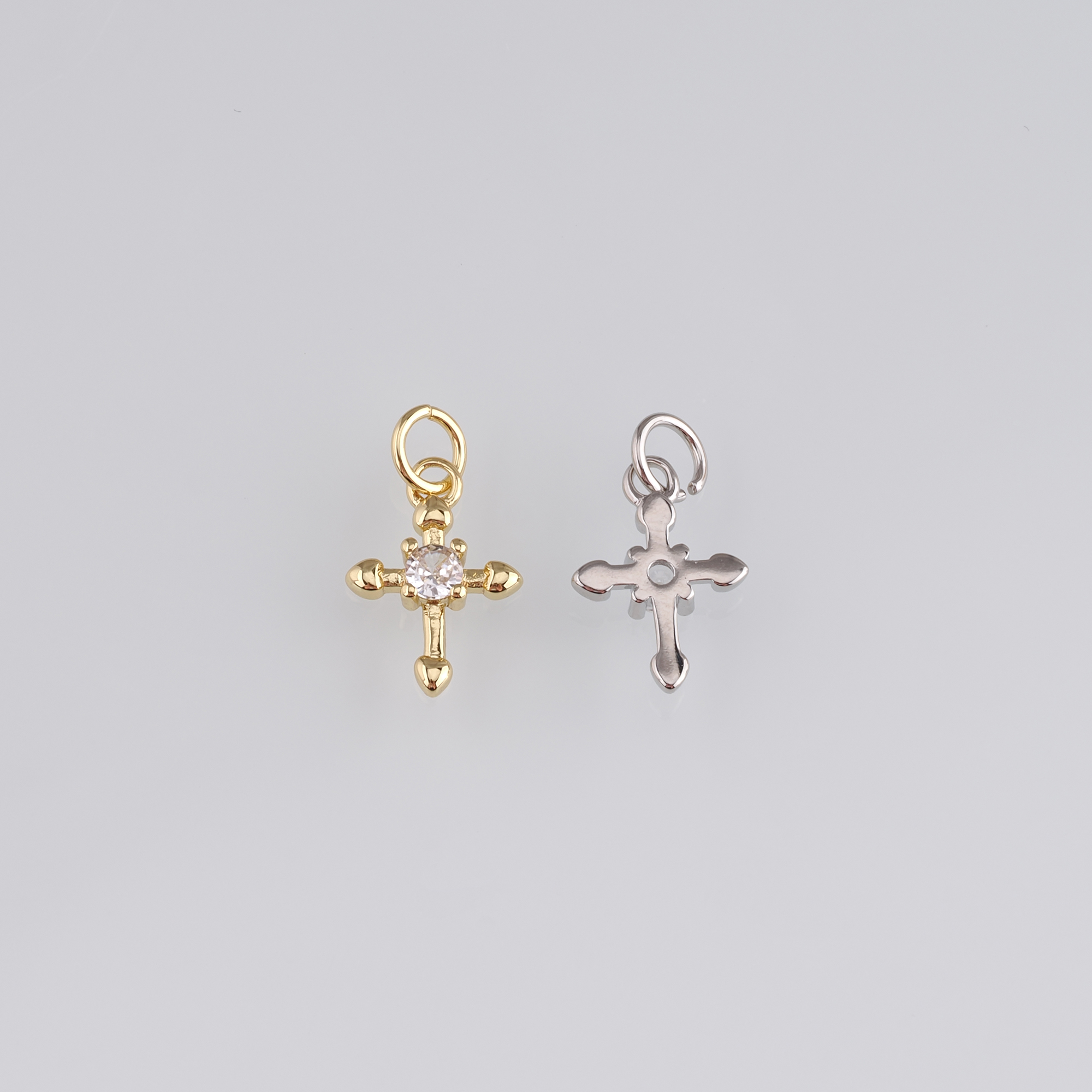 18K Gold Filled Cross Pendant,CZ Micro Pave Cross Charm Earrings Necklace for DIY Jewelry Making Supply
