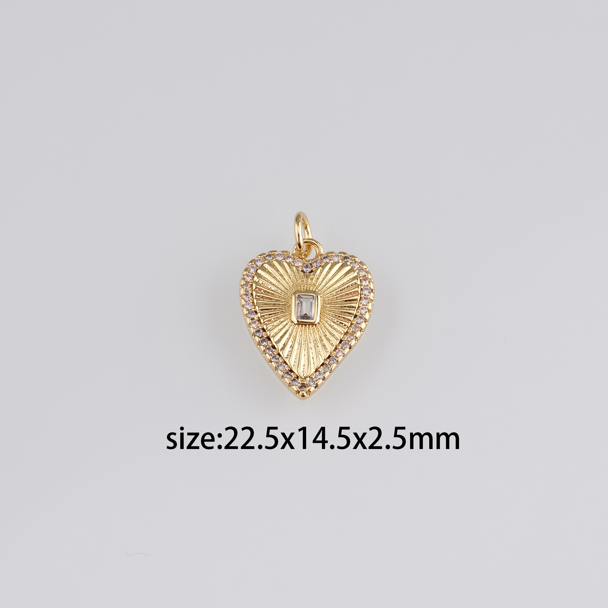 18K Gold Filled Heart Pendant,CZ Micro Pave Heart Charm Earrings Necklace for DIY Jewelry Making Supply