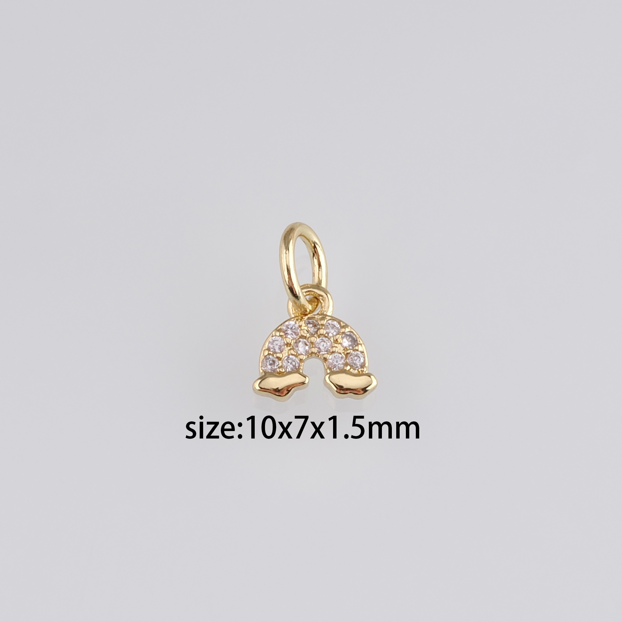 18K Gold Filled Rainbow Pendant,CZ Micro Pave Rainbow Charm Earrings Necklace for DIY Jewelry Making Supply