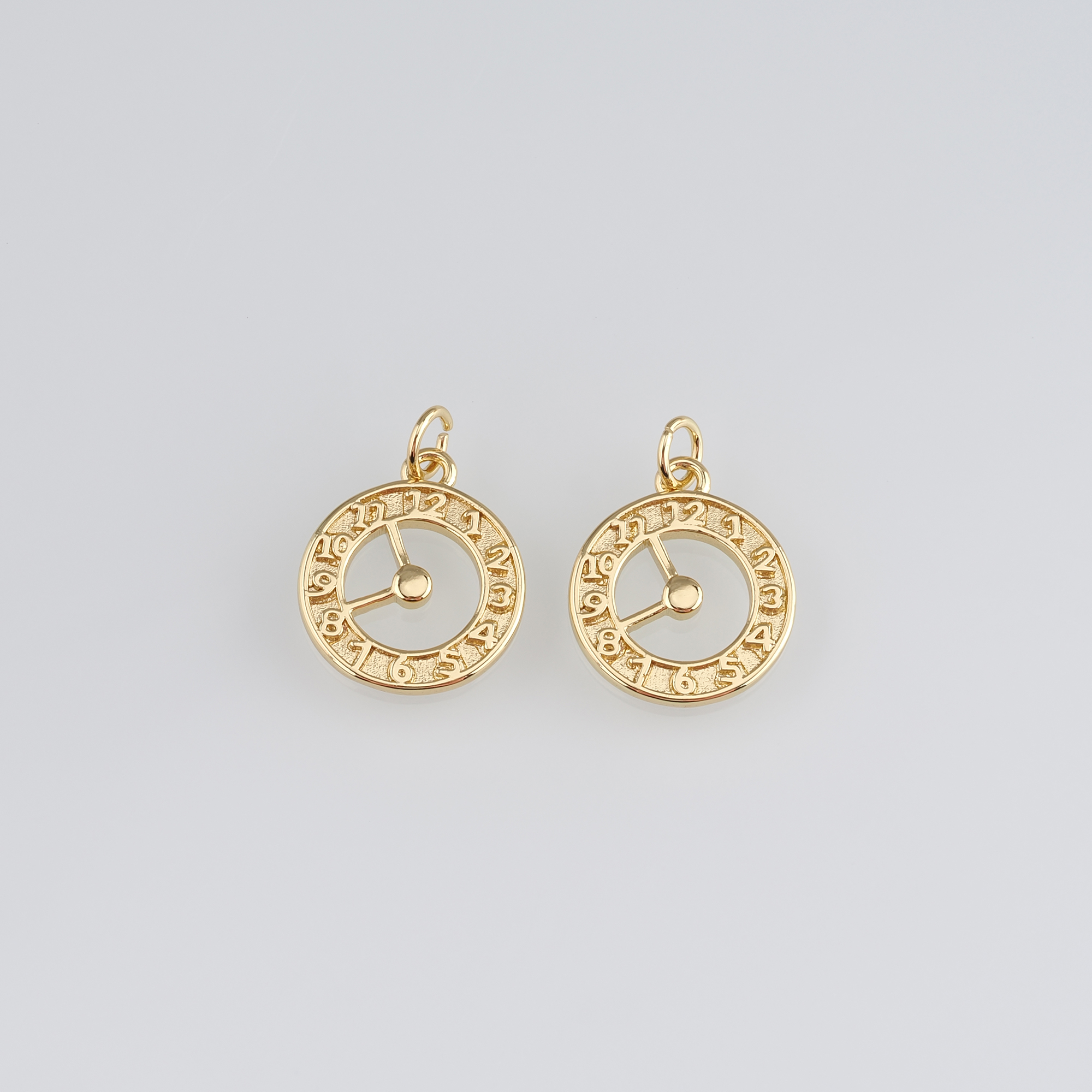 18K Gold Filled Clock Pendant,Dainty Clock Charm Earrings Necklace for DIY Jewelry Making Supply
