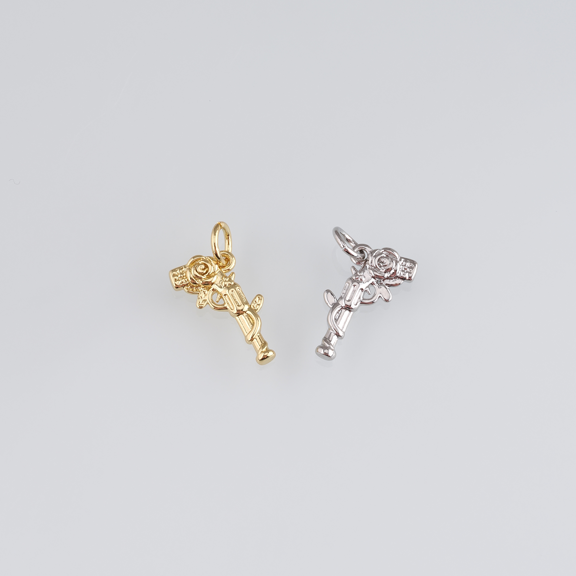 18K Gold Filled Gun Pendant,Pistol Charm Earrings Necklace for DIY Jewelry Making Supply