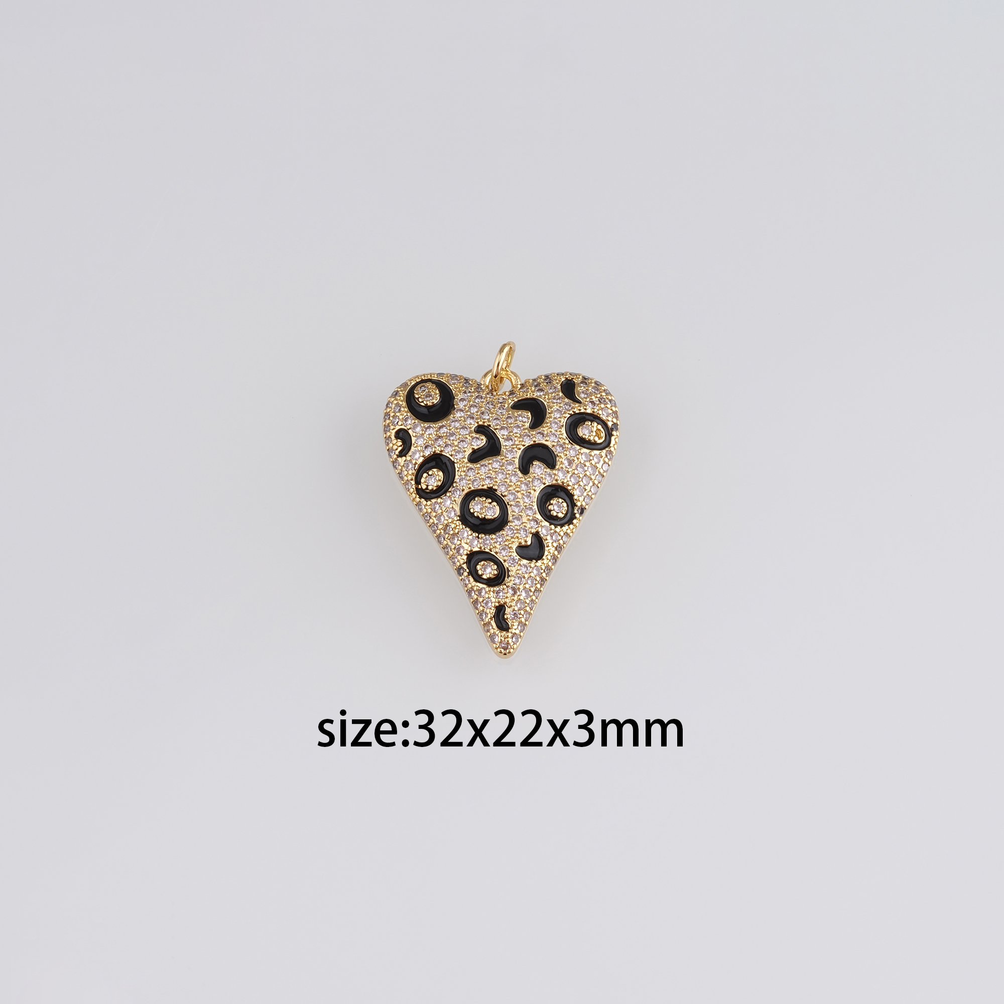 18K Gold Filled Heart Pendant,CZ Micro Pave Heart Charm Earrings Necklace for DIY Jewelry Making Supply