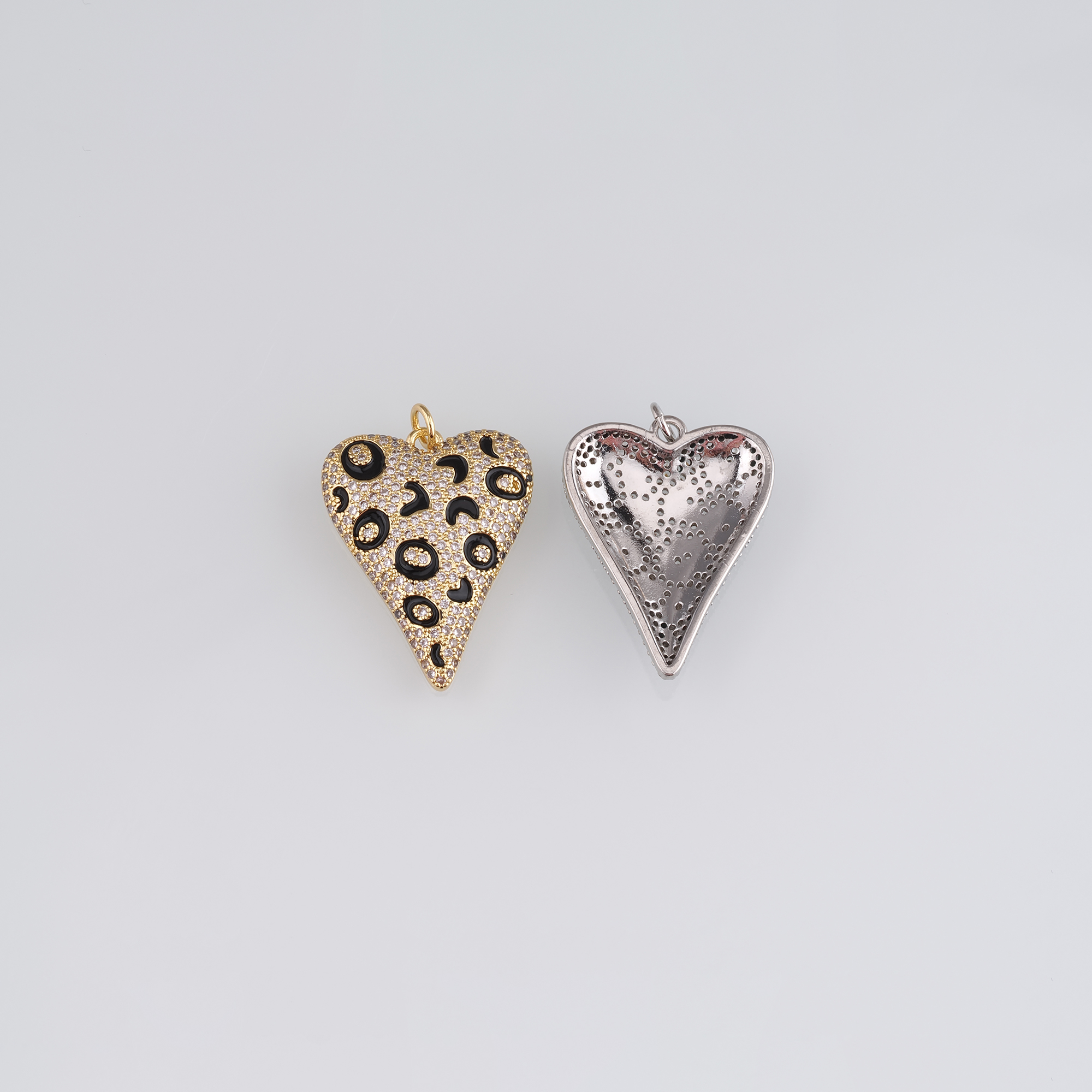 18K Gold Filled Heart Pendant,CZ Micro Pave Heart Charm Earrings Necklace for DIY Jewelry Making Supply