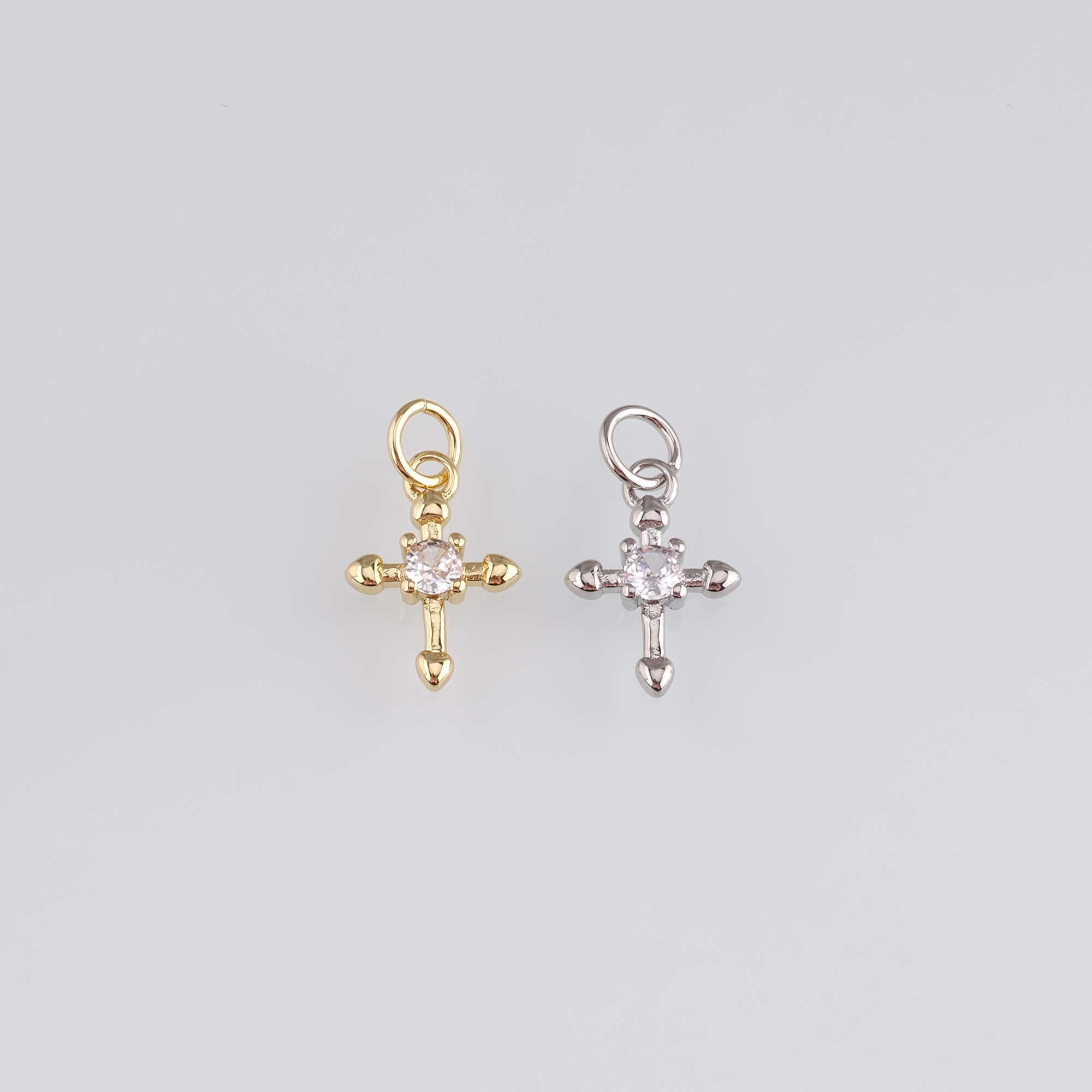 18K Gold Filled Cross Pendant,CZ Micro Pave Cross Charm Earrings Necklace for DIY Jewelry Making Supply